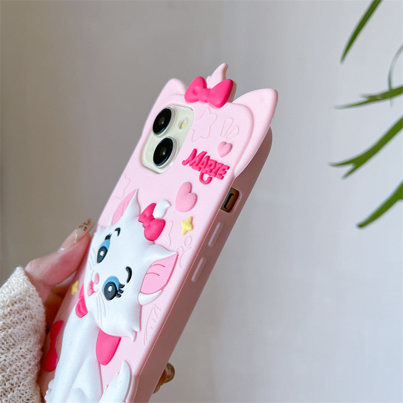 Meow’s Pink Puffy Ribbon Charm Silicone Phone Cases For iPhone