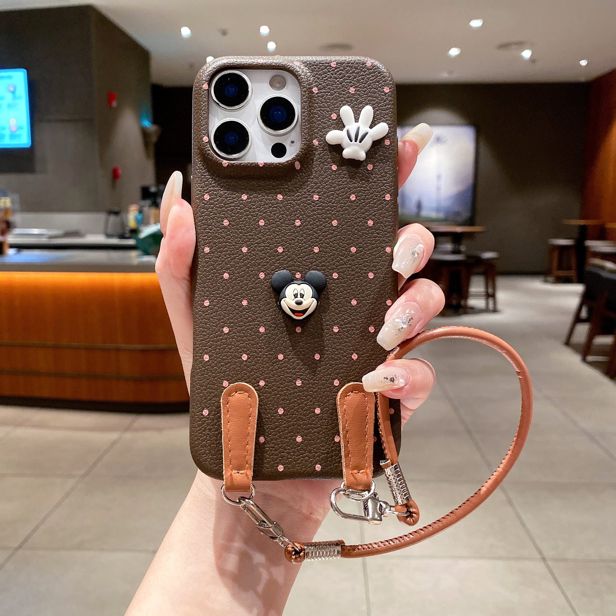 Mickey Polka Dot Leather Silicone Phone Cases For iPhone