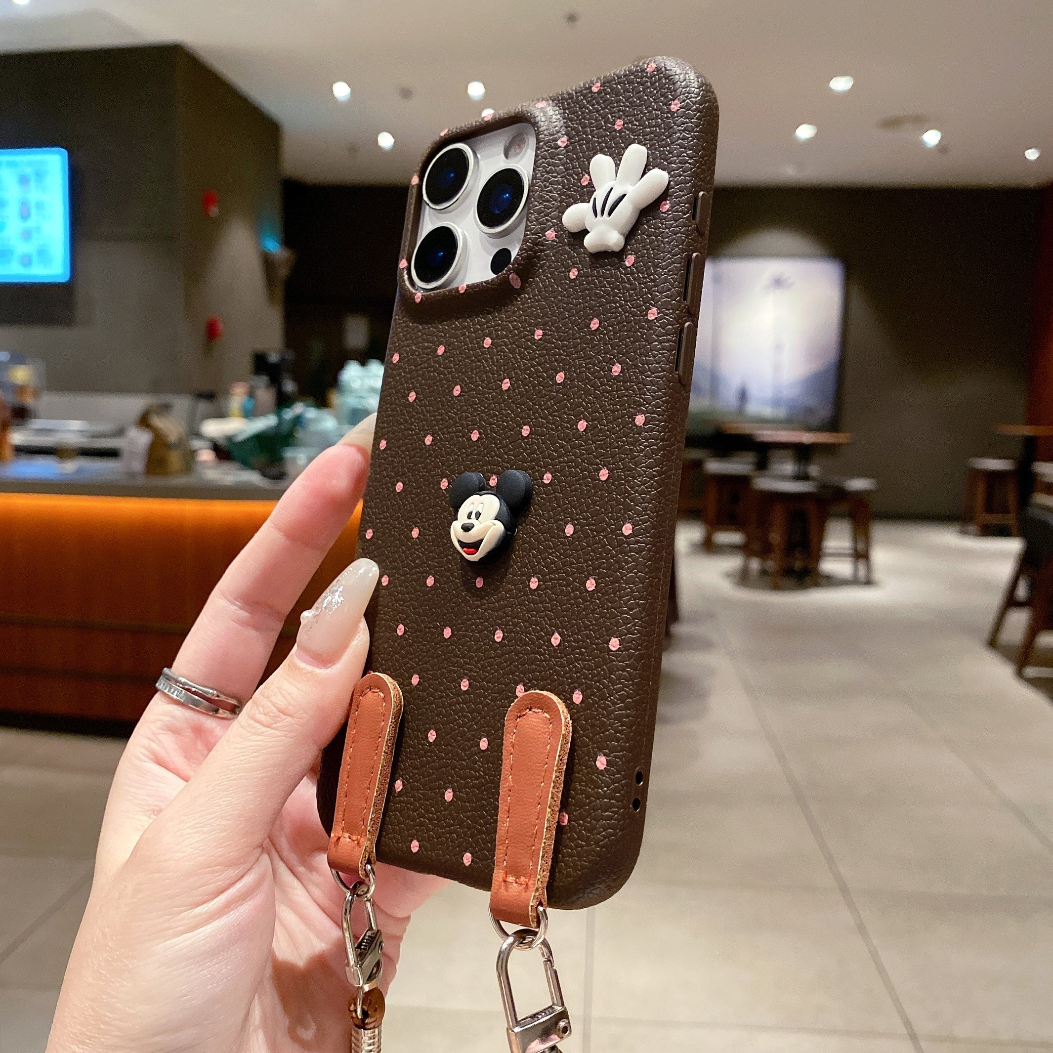 Mickey Polka Dot Leather Silicone Phone Cases For iPhone