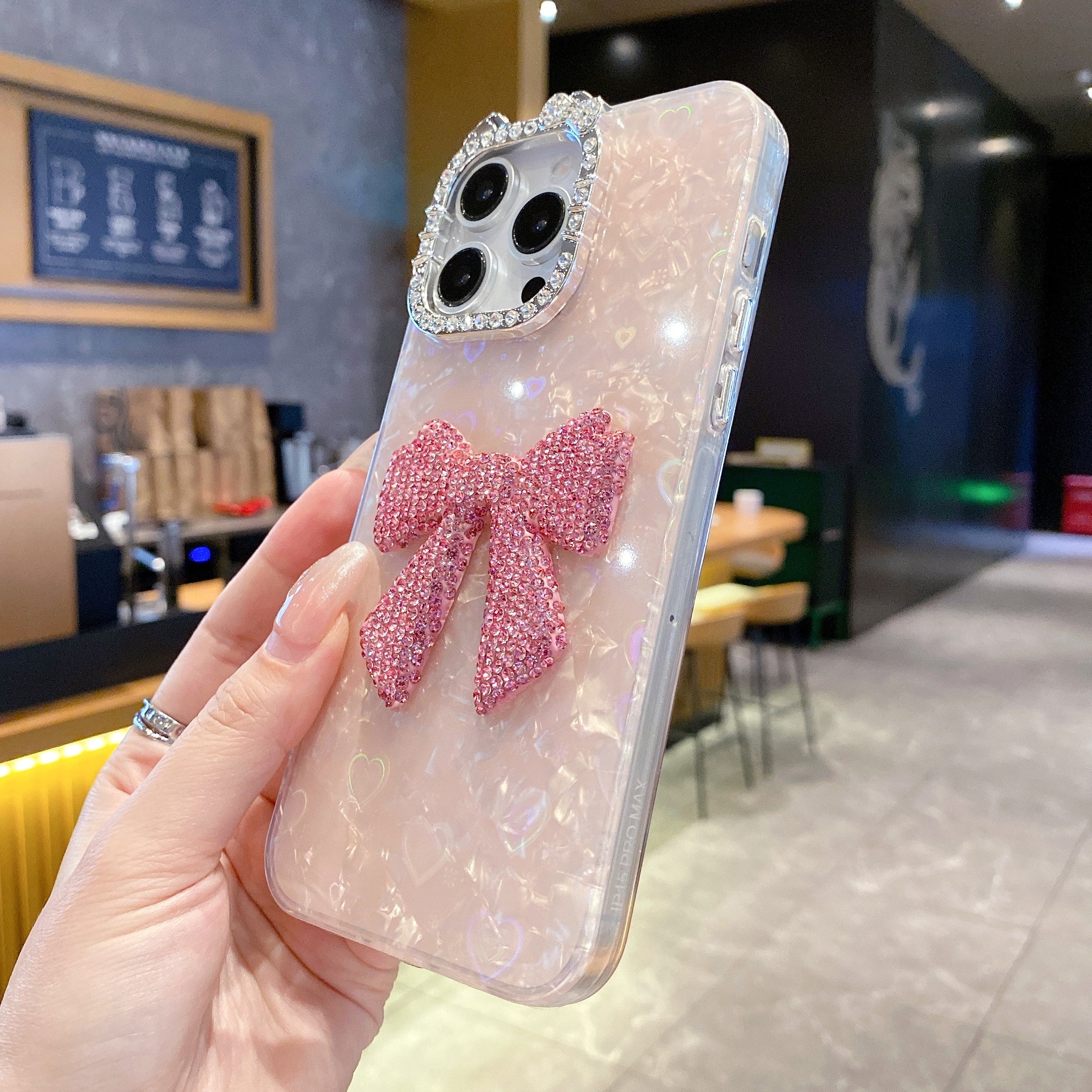 Imperial Bow With Diamond Camera Border Silicone Phone Cases For iPhone