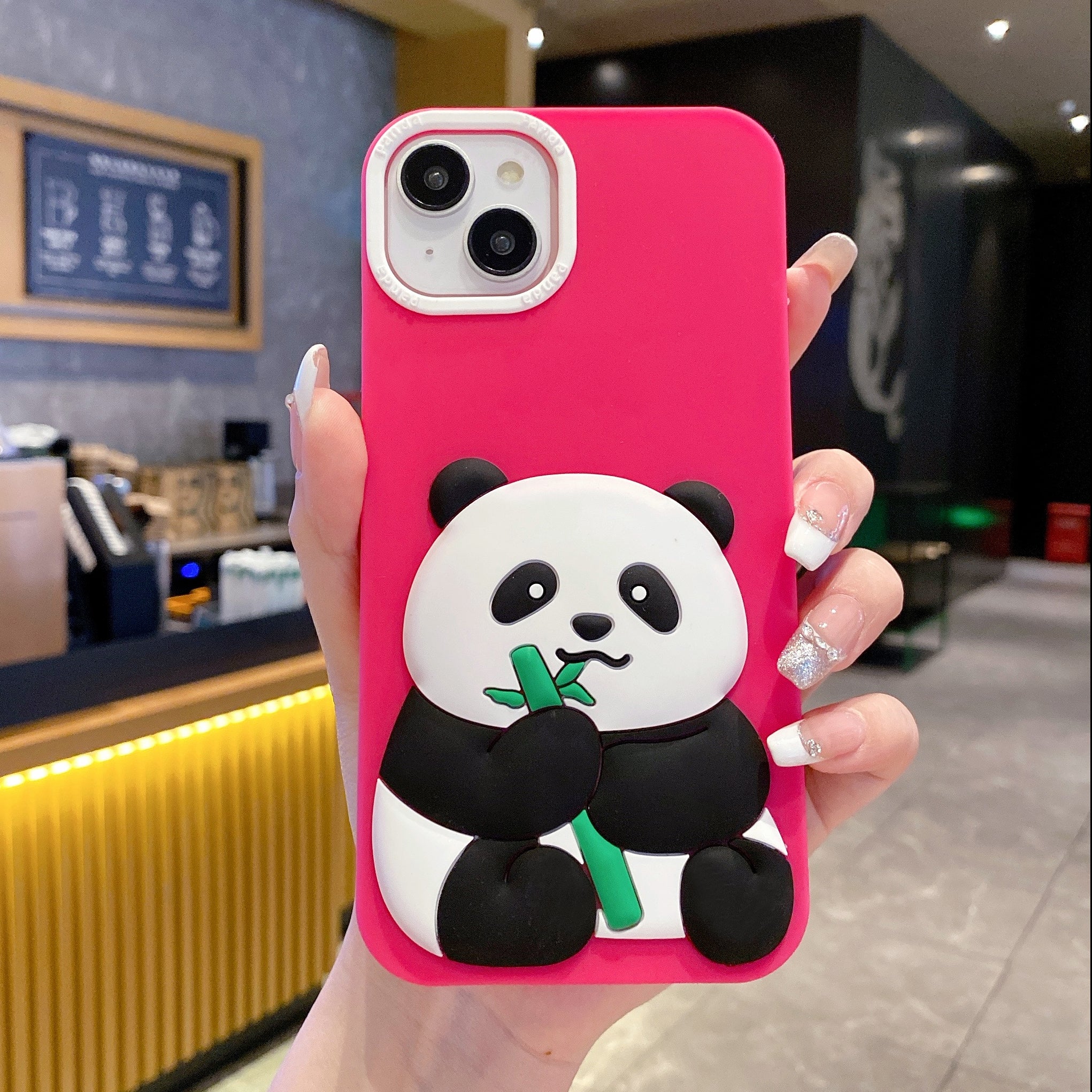 Bamboo Blush Pink Panda Silicone Phone Cases For iPhone