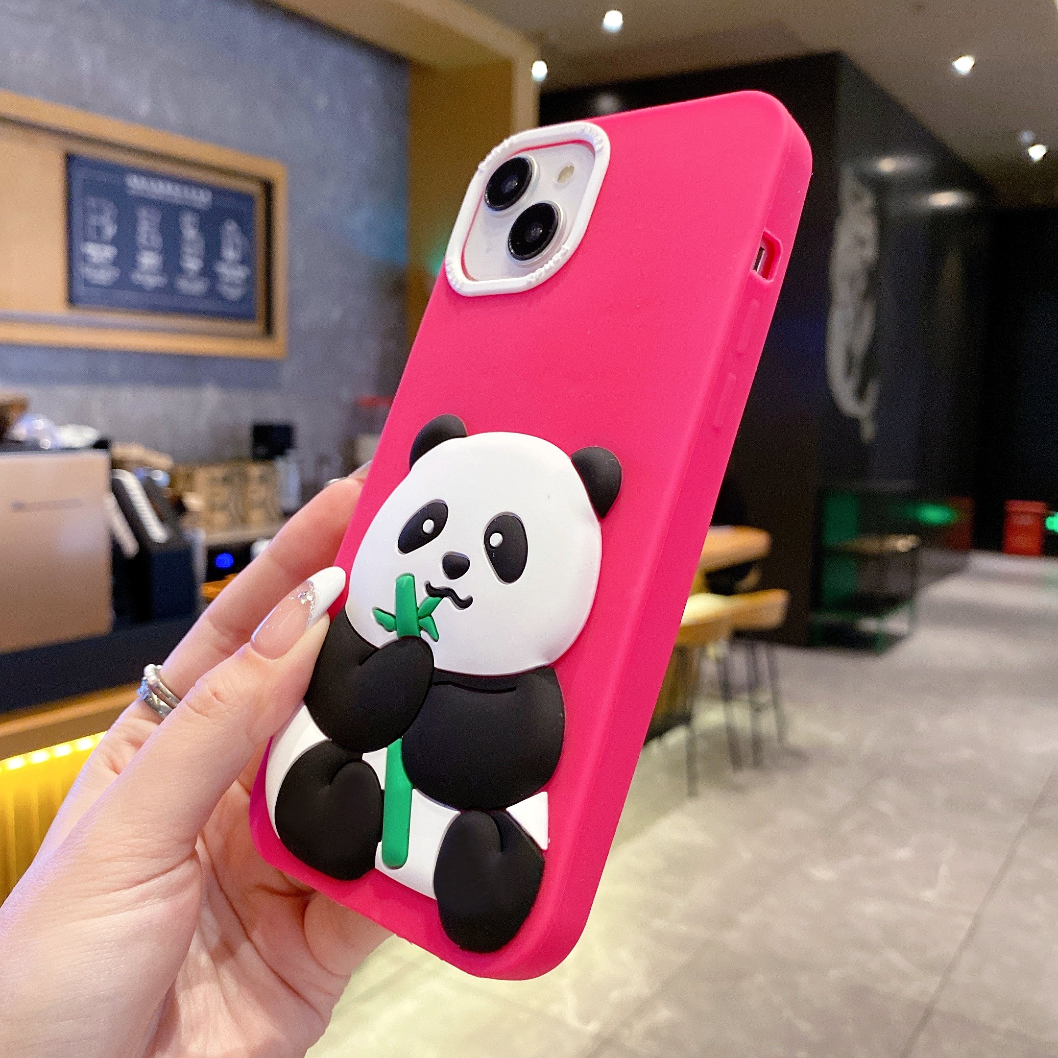 Bamboo Blush Pink Panda Silicone Phone Cases For iPhone