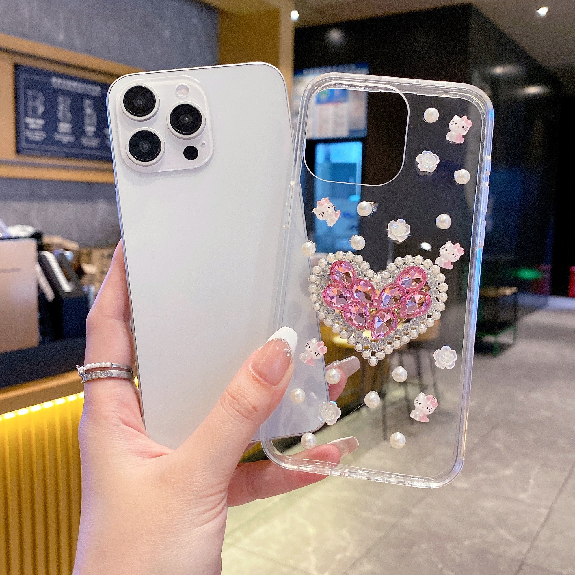 Pearl Paradise Heart Silicone Phone Cases For iPhone