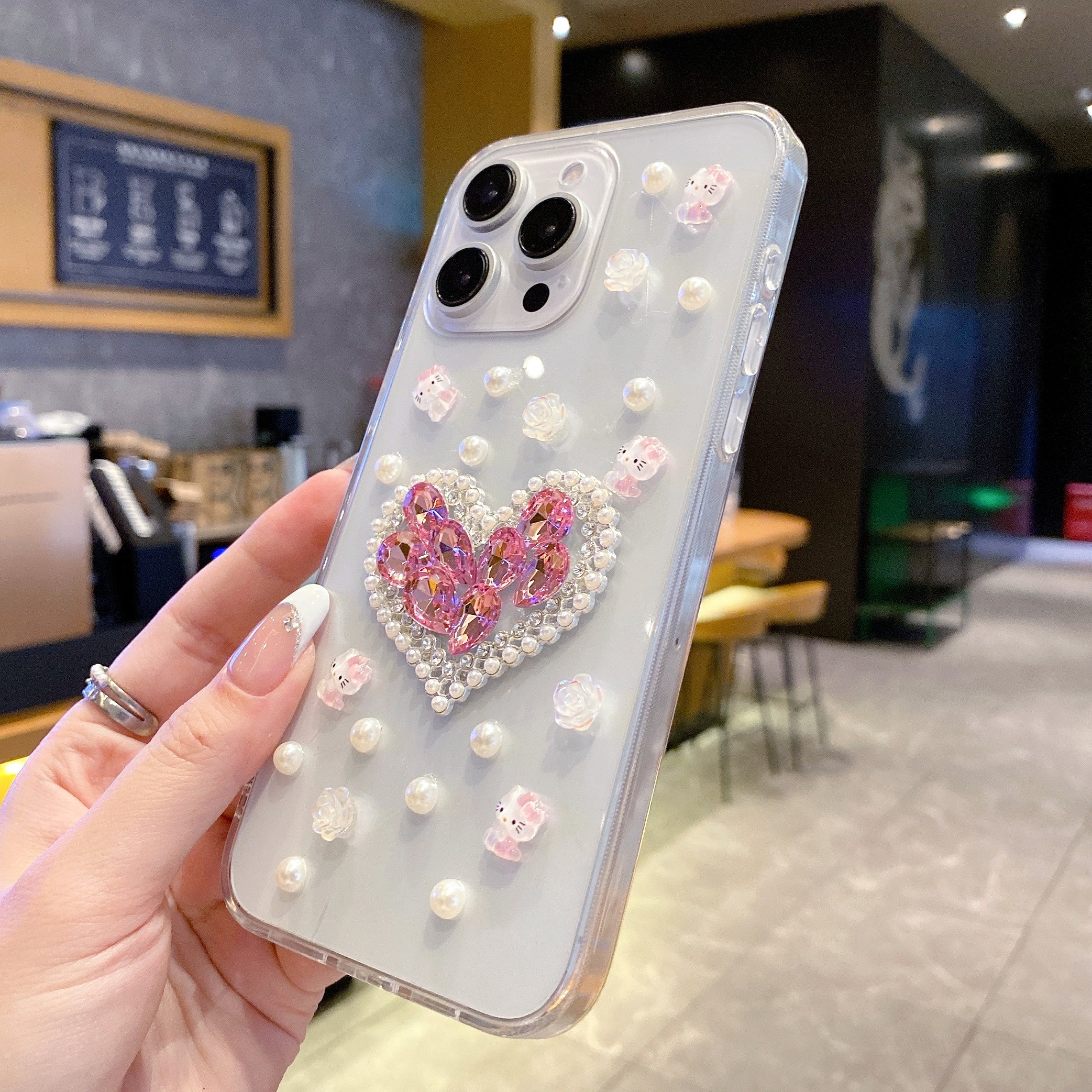 Pearl Paradise Heart Silicone Phone Cases For iPhone