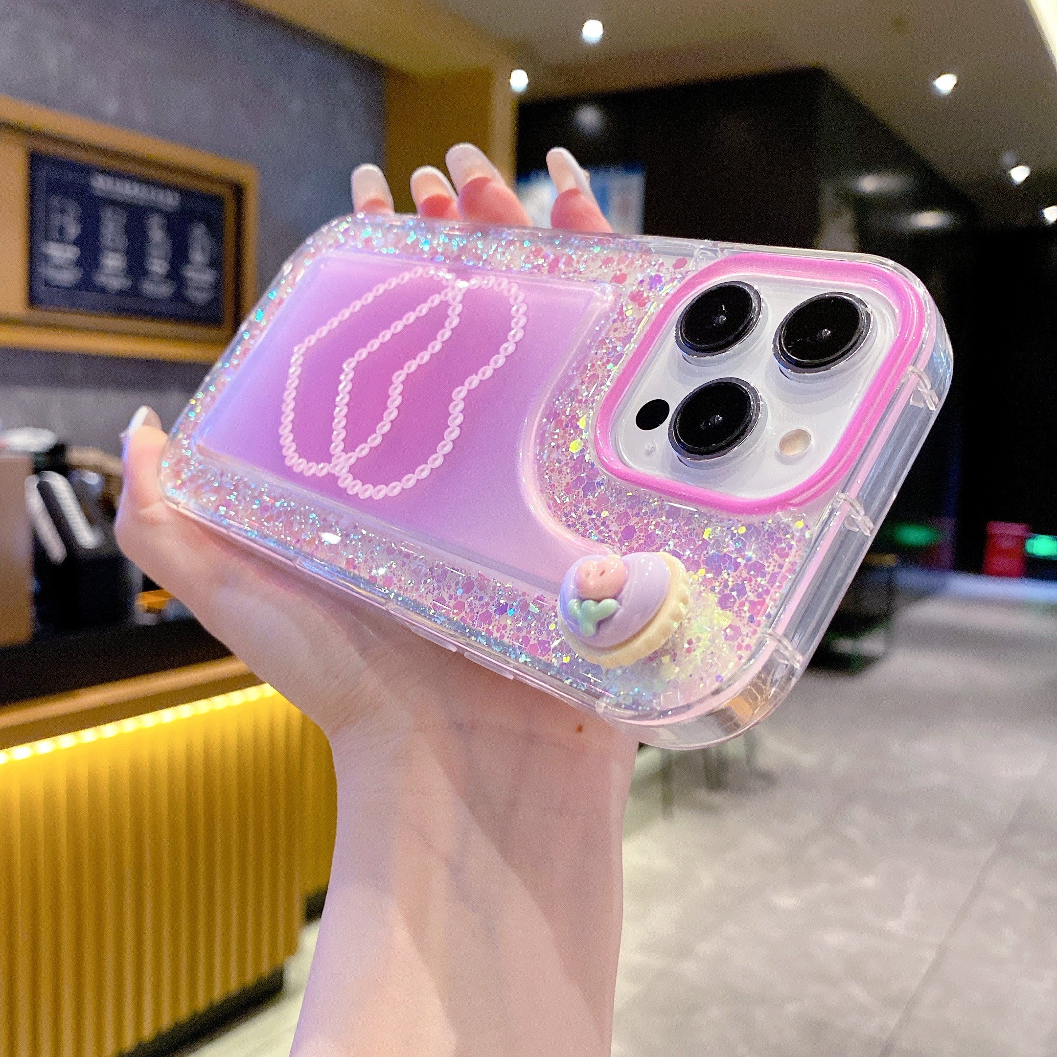 Pastel Heart Shimmer Silicon Phone Case For iPhone