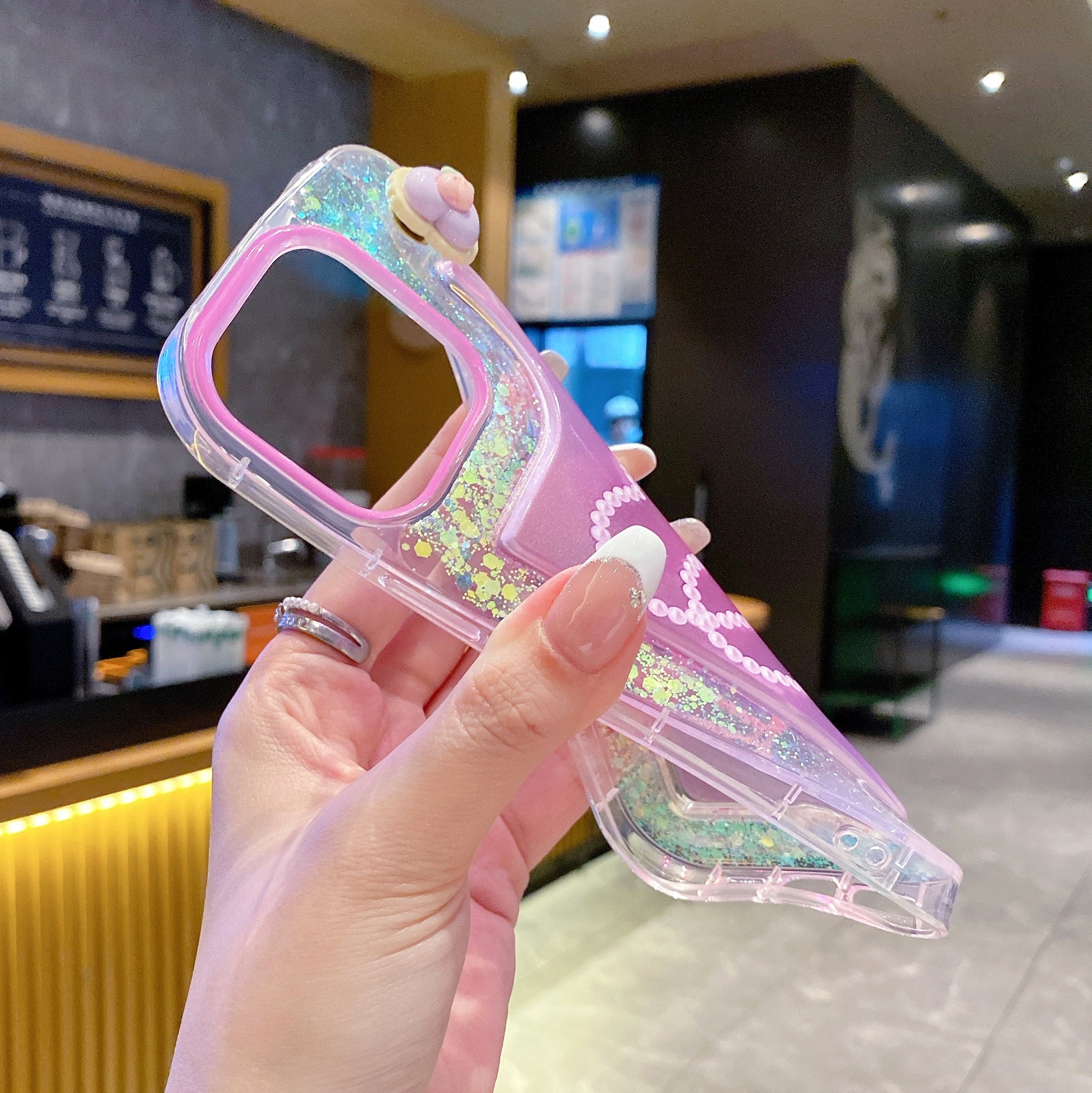 Pastel Heart Shimmer Silicon Phone Case For iPhone