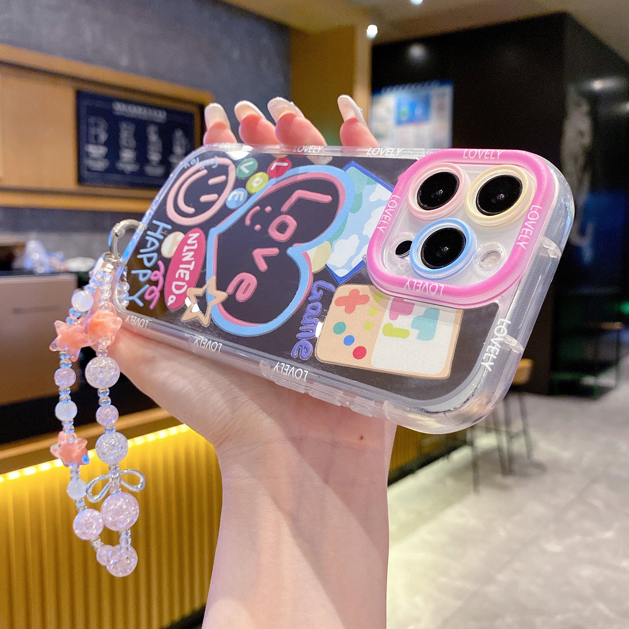 Retro Love Mirror Case With Crystal Charm Silicone Phone Case For iPhone