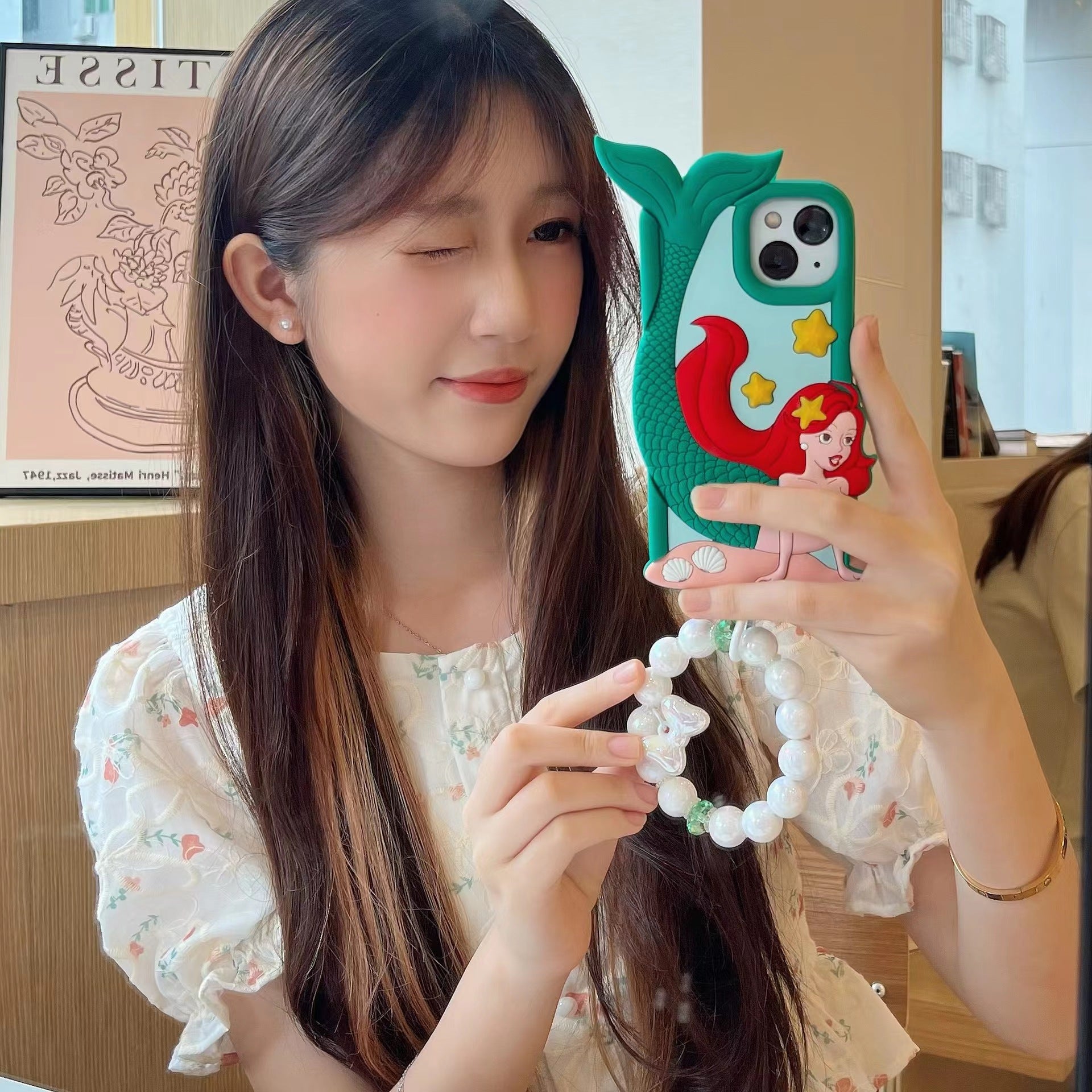 Aqua Mermaid Dream Pearl Charm Silicone Phone Cases For iPhone