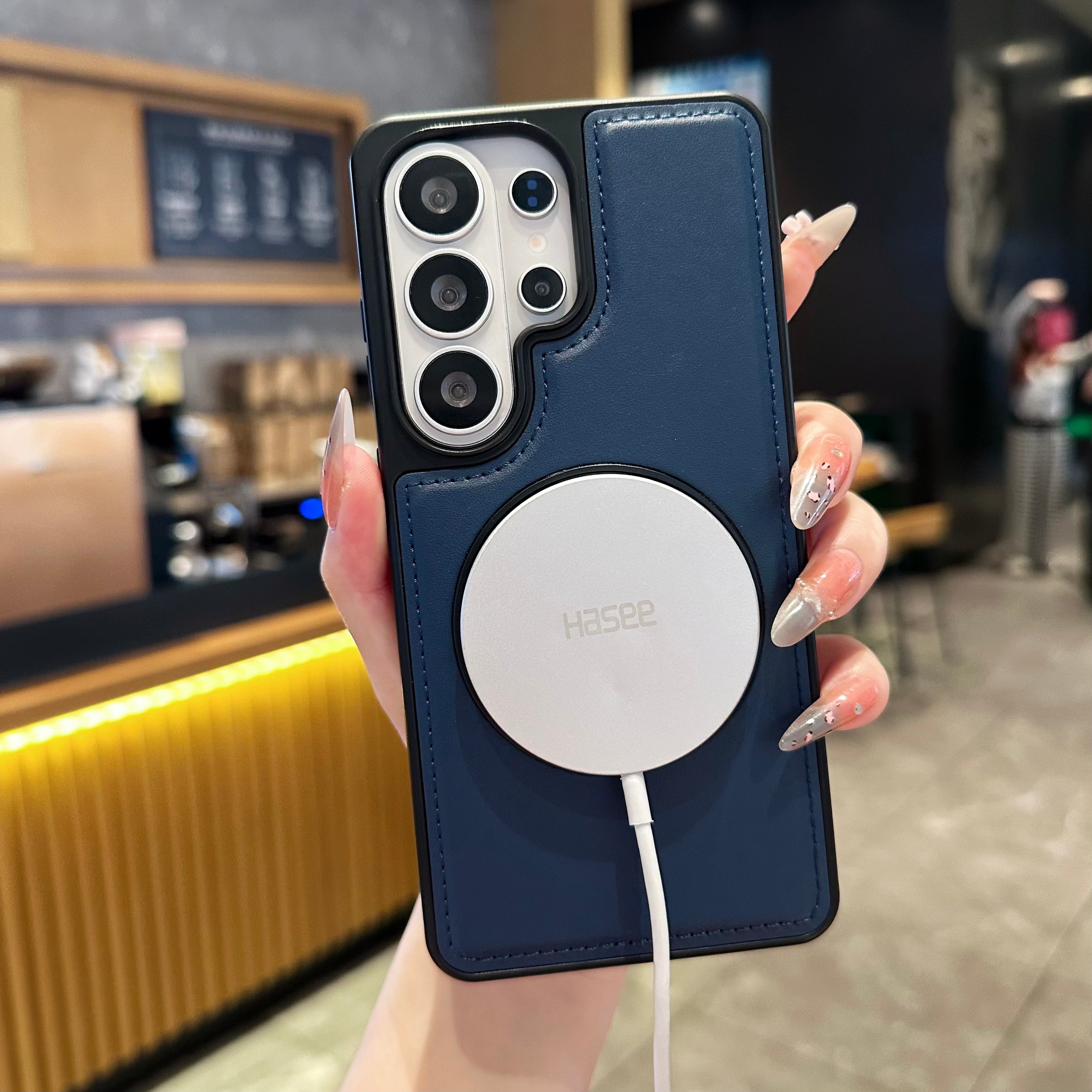 Vegan Leather Cover with MagSafe Ring For Samsung