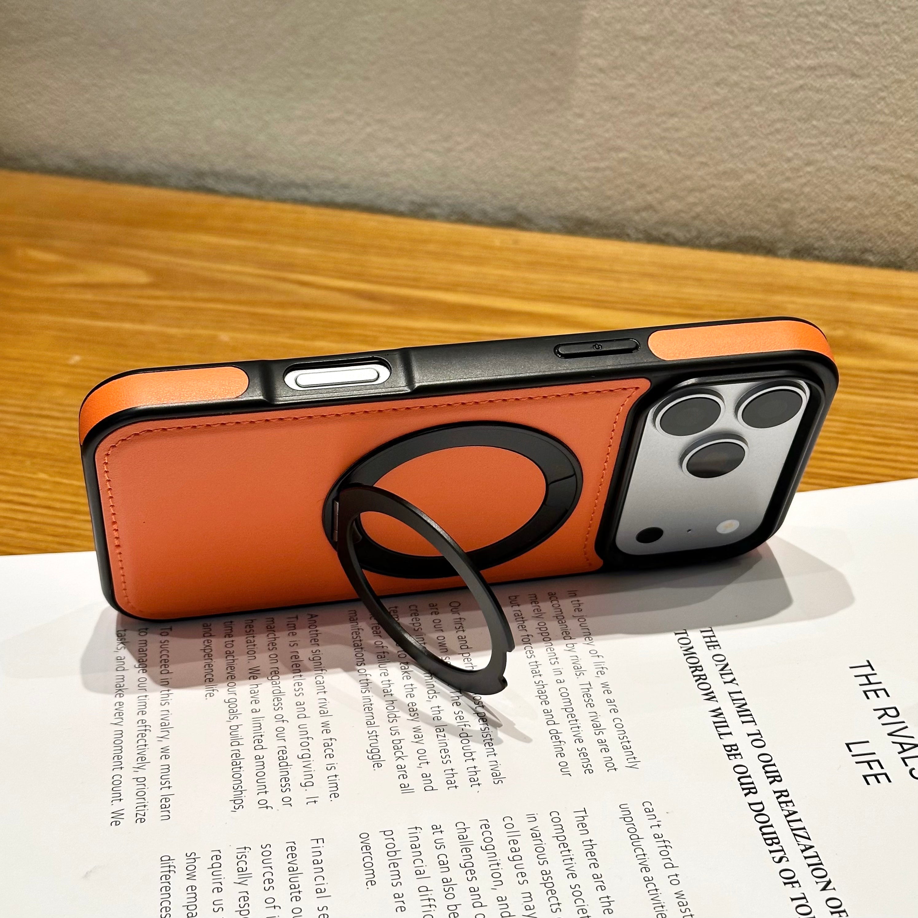 Vegan Leather Cover with MagSafe Ring For iPhone