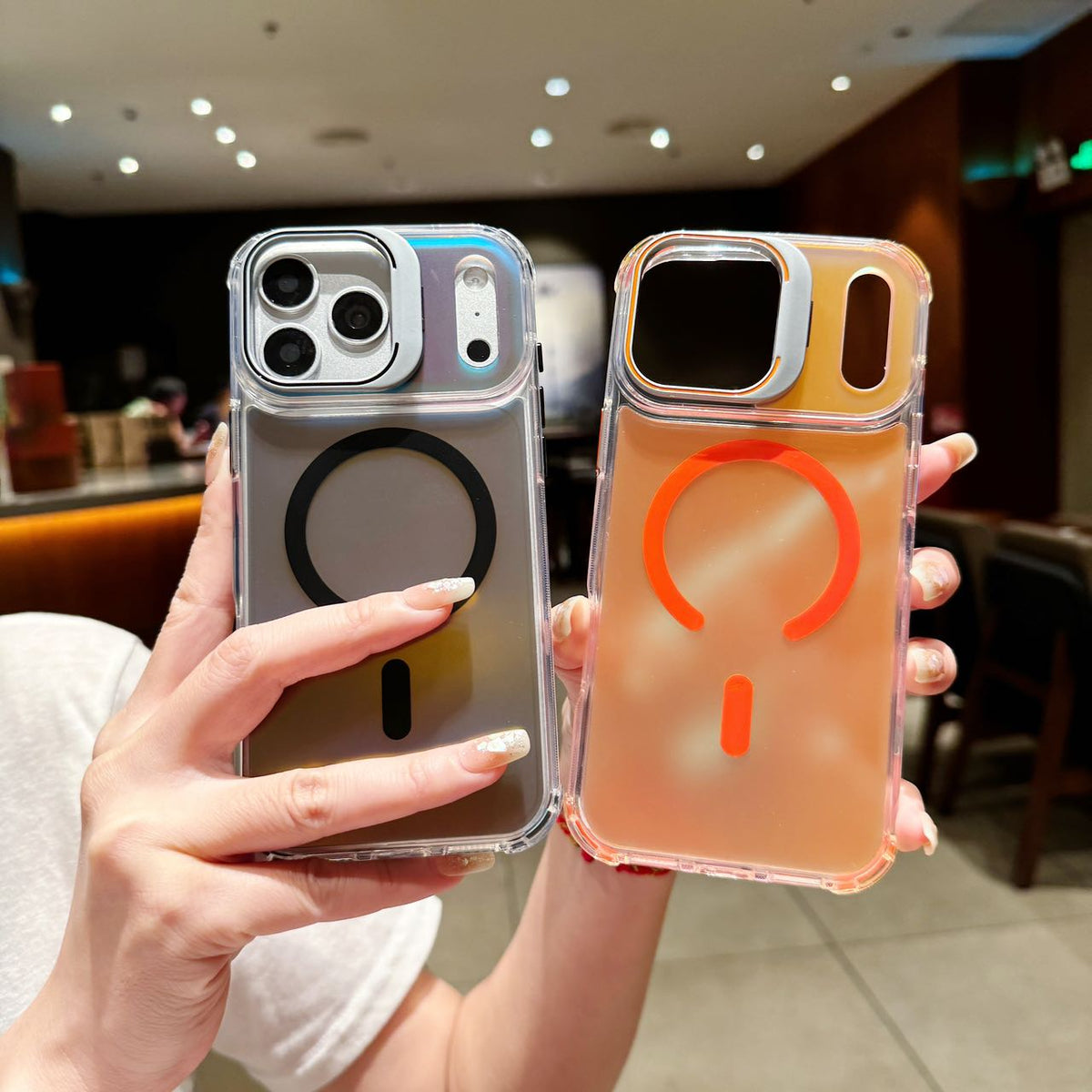 Holographic MagSafe iPhone Case with Camera Stand - Shockproof Clear Back Cover