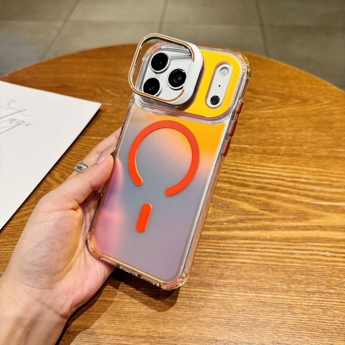 Holographic MagSafe iPhone Case with Camera Stand - Shockproof Clear Back Cover