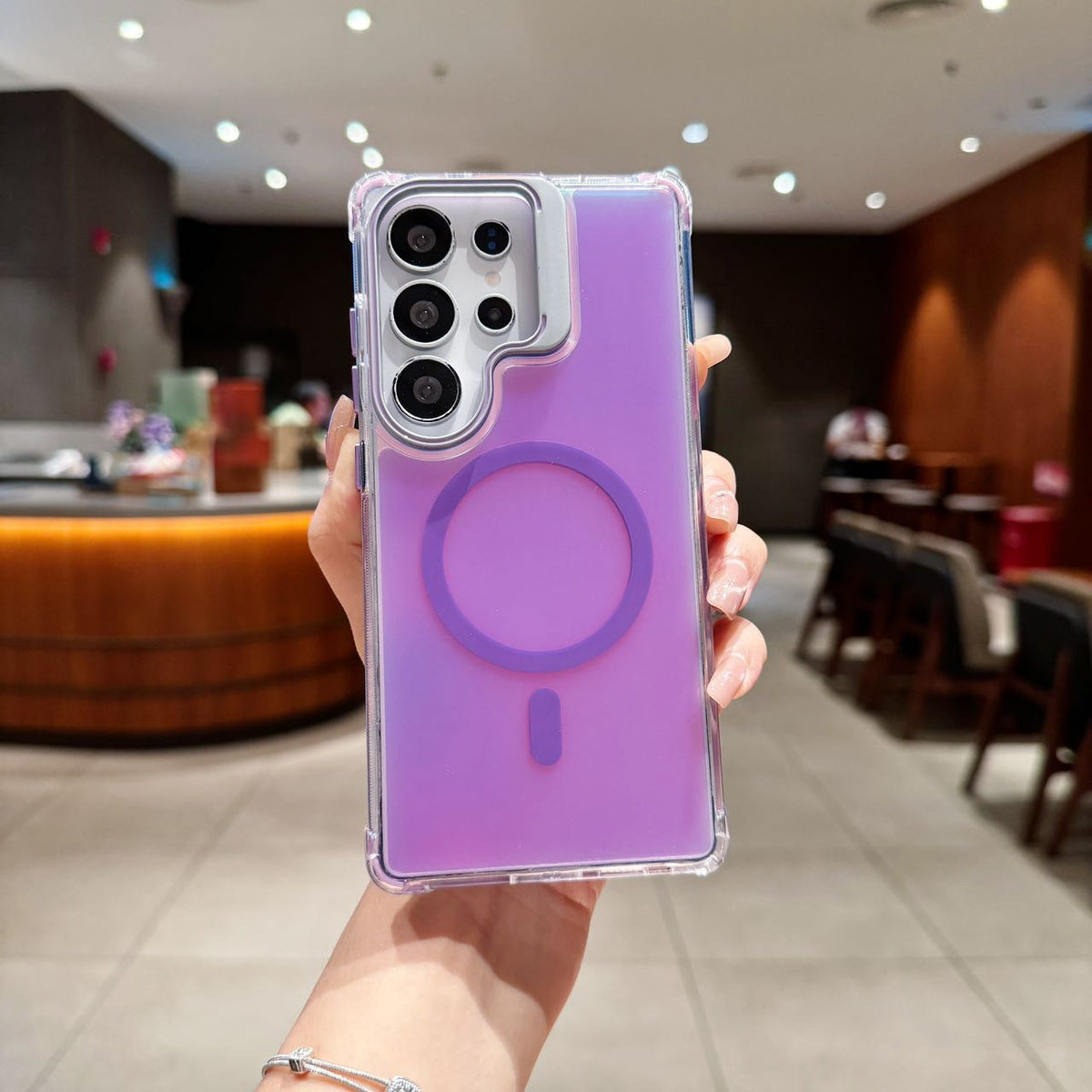 Galaxy S25 Ultra MagSafe Case with Camera Stand - Holographic Shockproof Cover