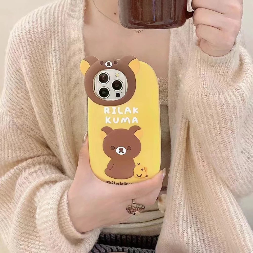 Honey Yellow Kuma Lens Frame Silicone Phone Cases For iPhone