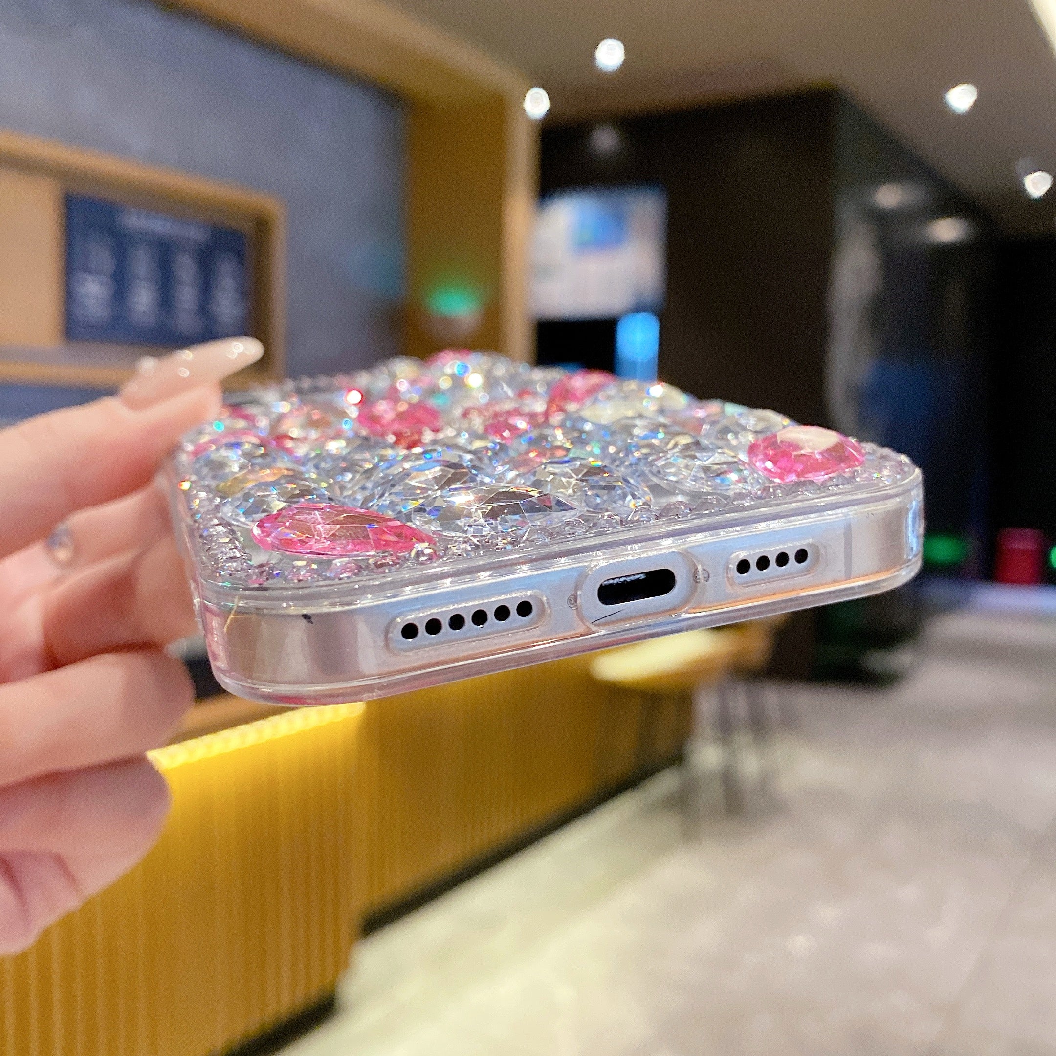 Diamond Butterfly Elite – Iridescent Pink & Silver Silicone Phone Cases For iPhone