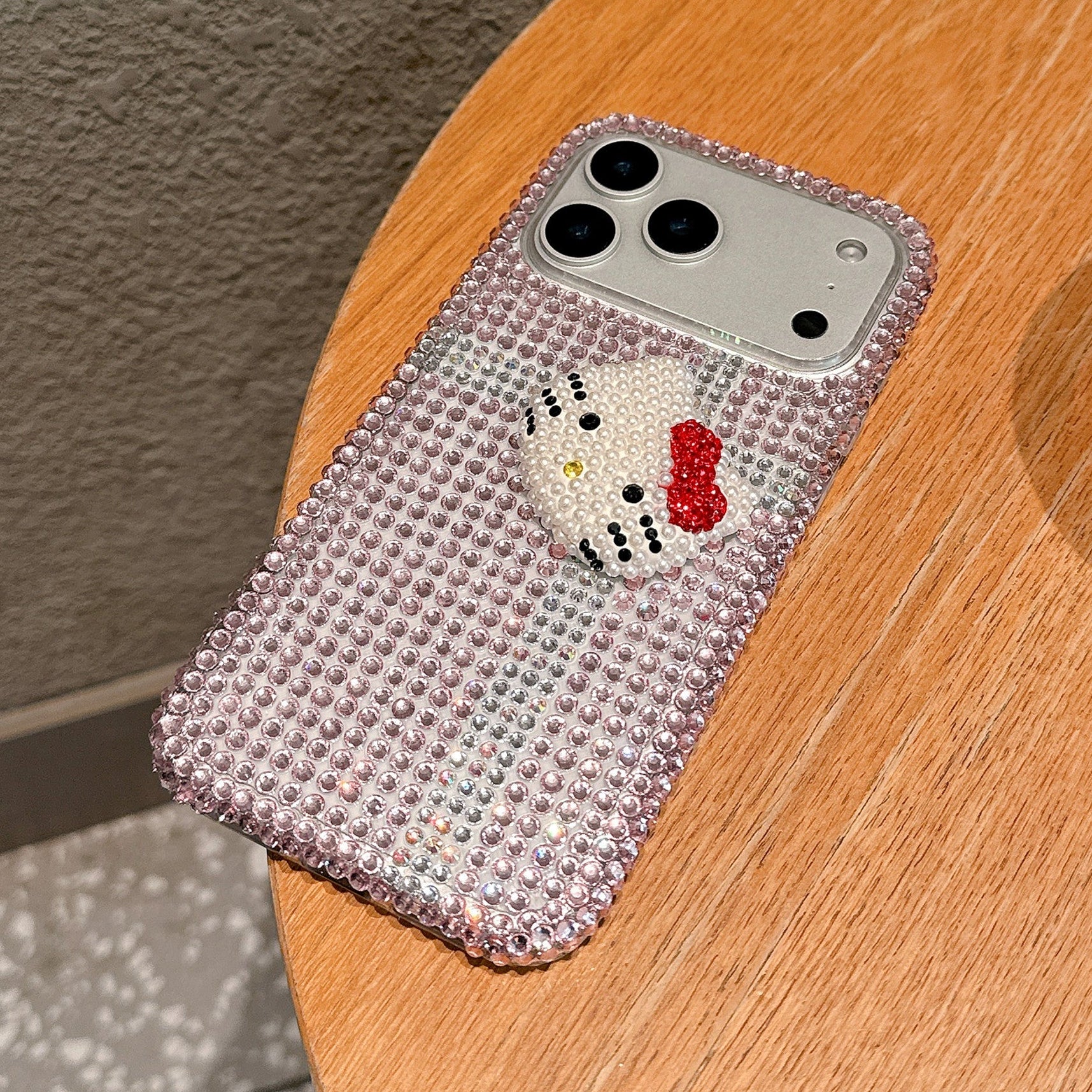 Pink Twinkle Glam Kitty Shine Silicone Case For iPhone