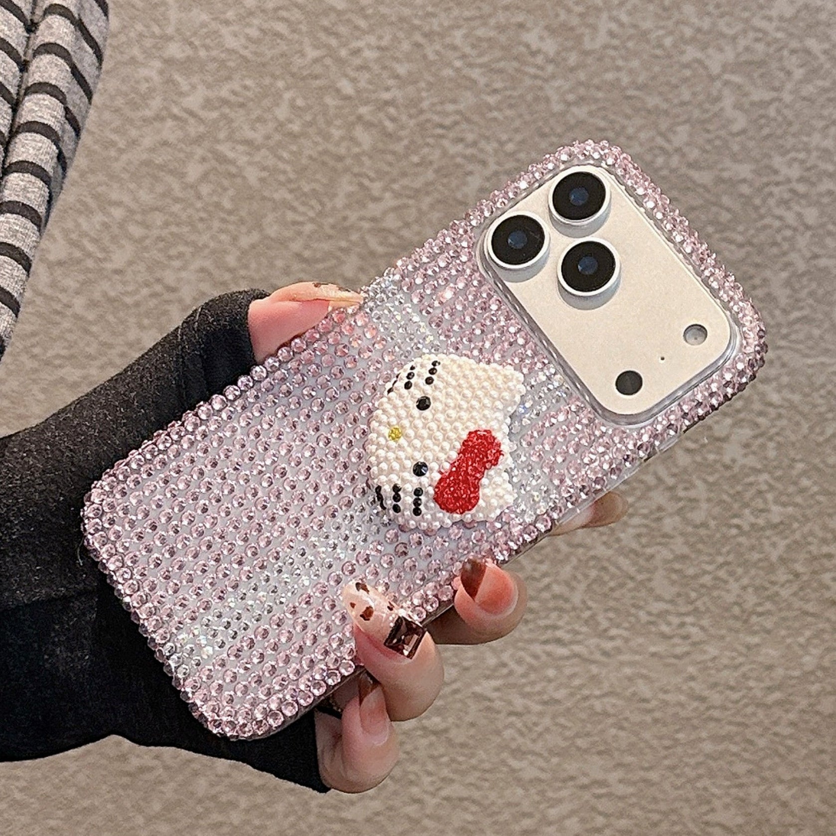 Pink Twinkle Glam Kitty Shine Silicone Case For iPhone