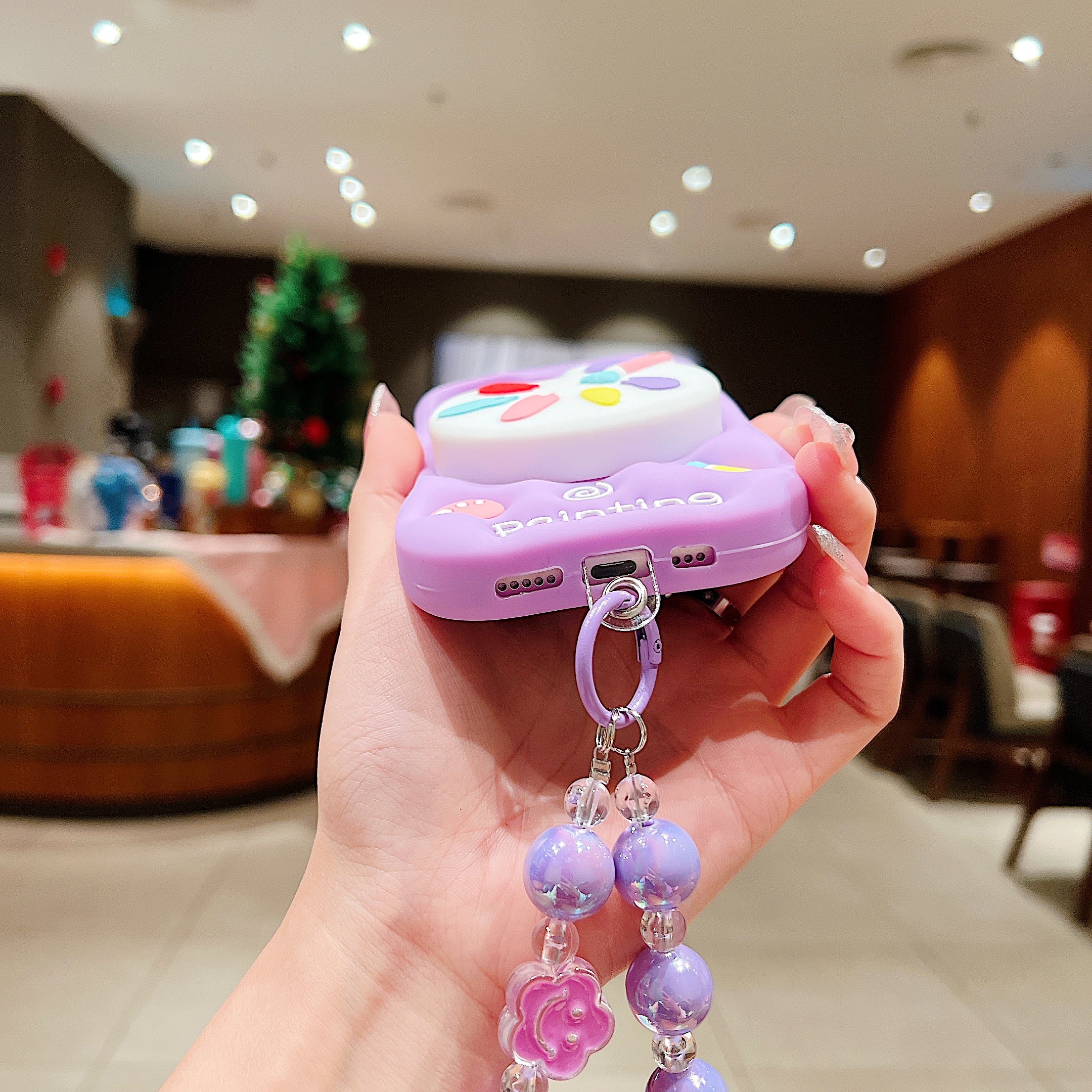 Purple Artist’s Palette 3D Phone Case with Matching Charm Silicone Phone Cases For iPhone