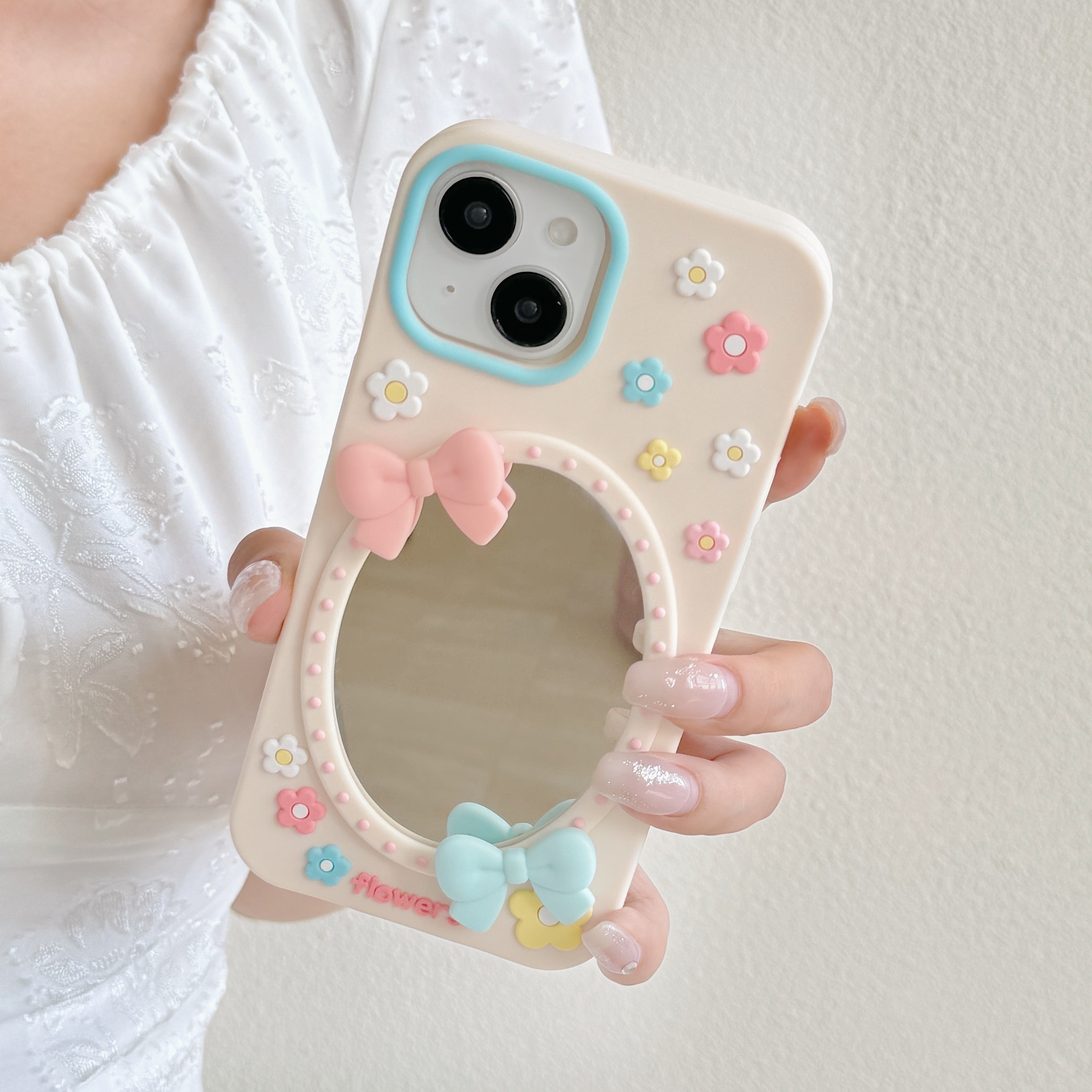 Soft Glam Floral With Pastel Ribbon Silicone Phone Cases For iPhone
