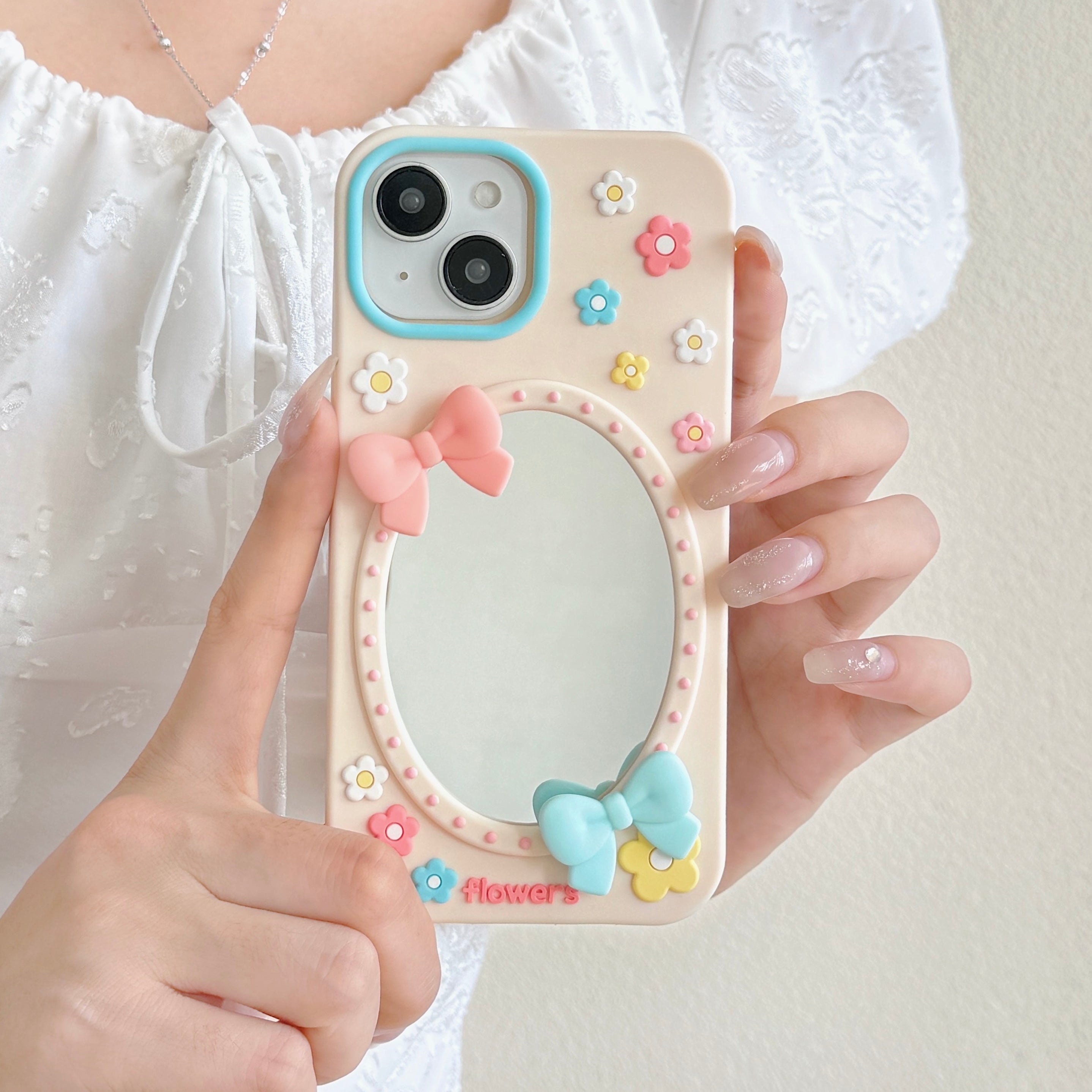 Soft Glam Floral With Pastel Ribbon Silicone Phone Cases For iPhone