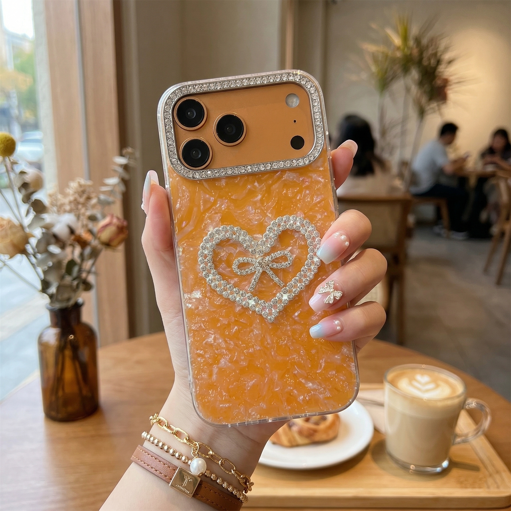 Sun Kissed Crystal Heart Elegance Silicone Case For iPhone
