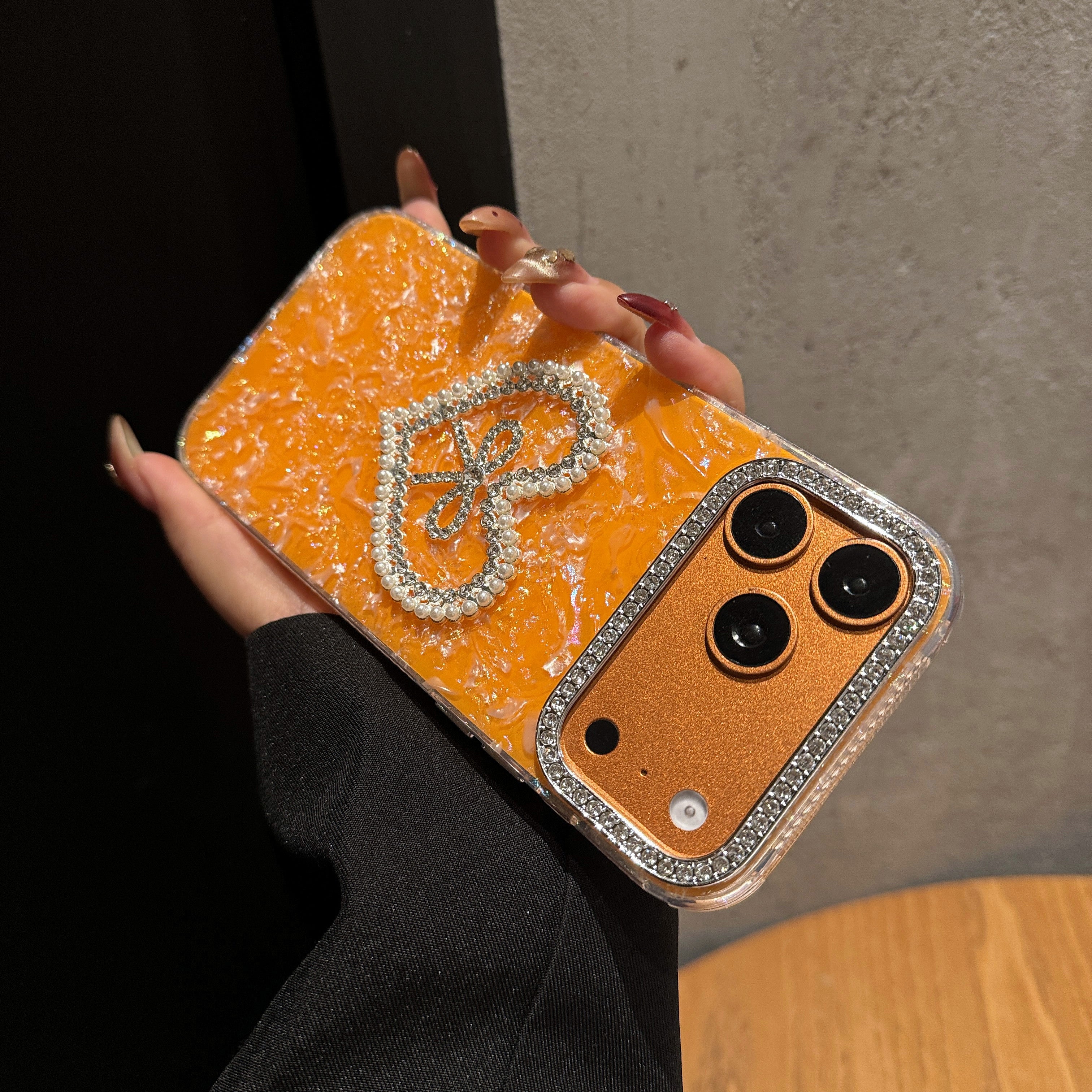 Sun Kissed Crystal Heart Elegance Silicone Case For iPhone