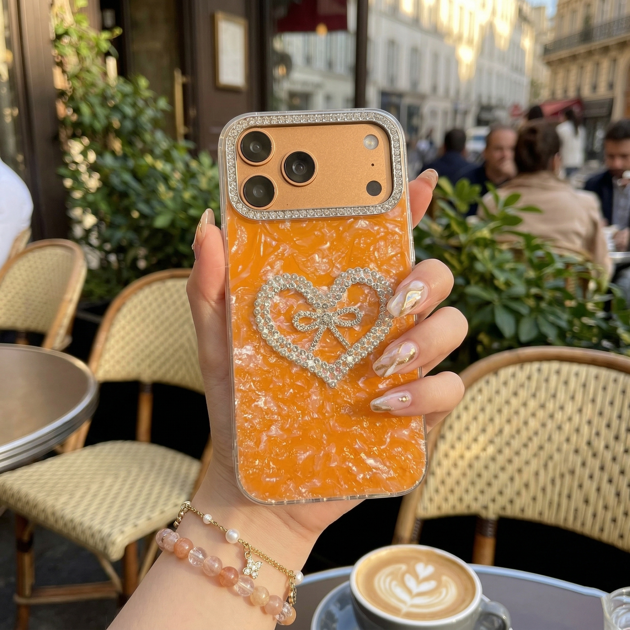 Sun Kissed Crystal Heart Elegance Silicone Case For iPhone