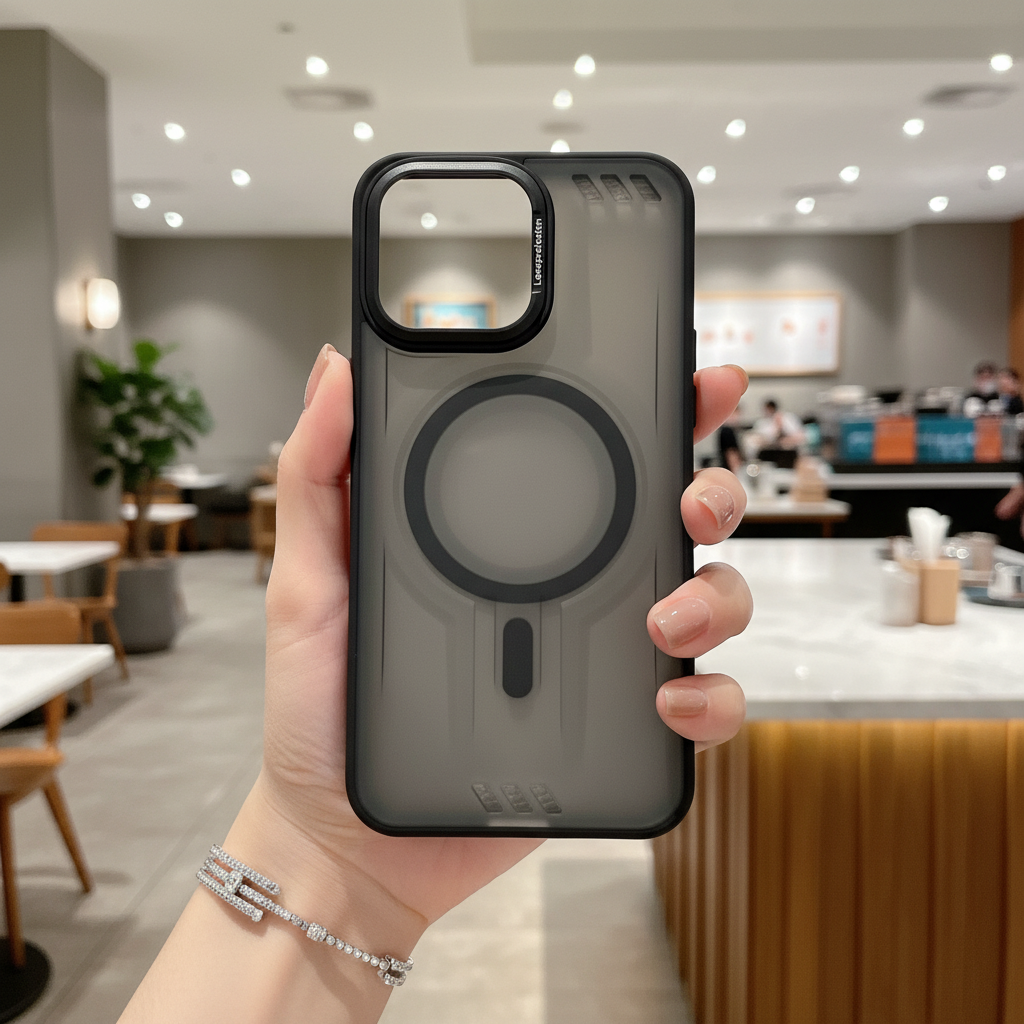 Onyx Black Halo MagSafe Silicone Phone Cases For iPhone