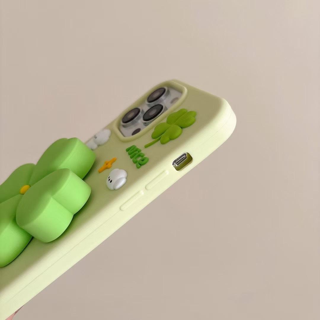 Minty Green Fortune Clover Silicone Phone Cases For iPhone