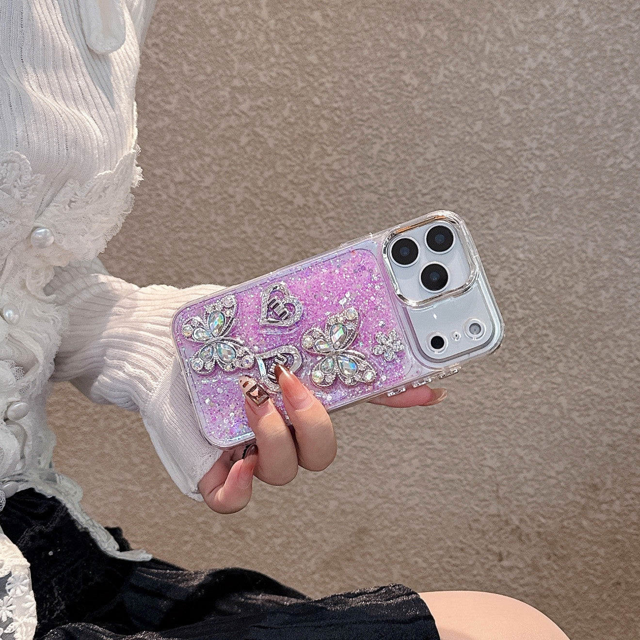 Butterfly Love Angel Purple Diamond Silicone Phone Cases For iPhone