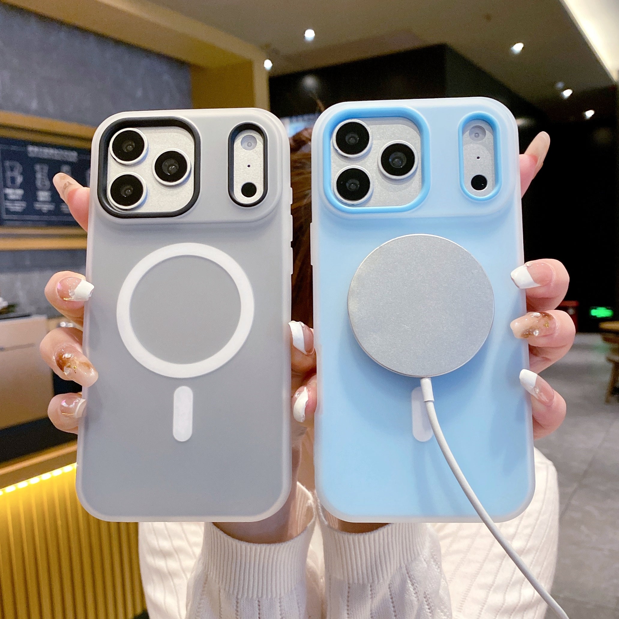 Cloud Blue Frost Wireless Charging Ready Silicone Phone Cases For iPhone