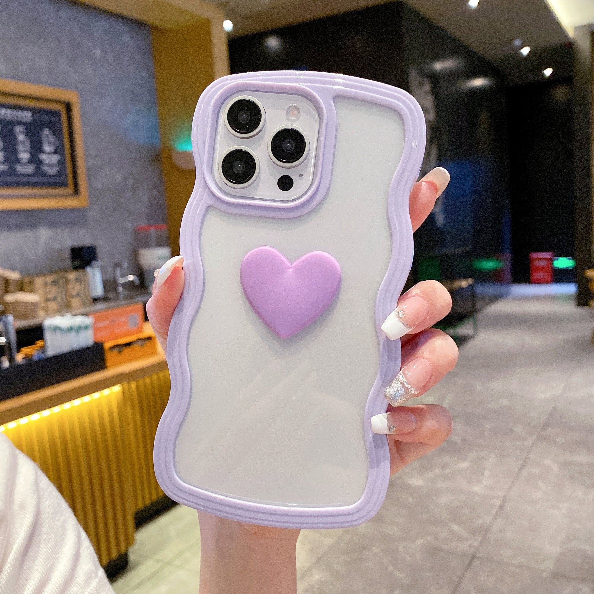 Purple Ripple Wavy Heart Silicone Phone Cases For iPhone
