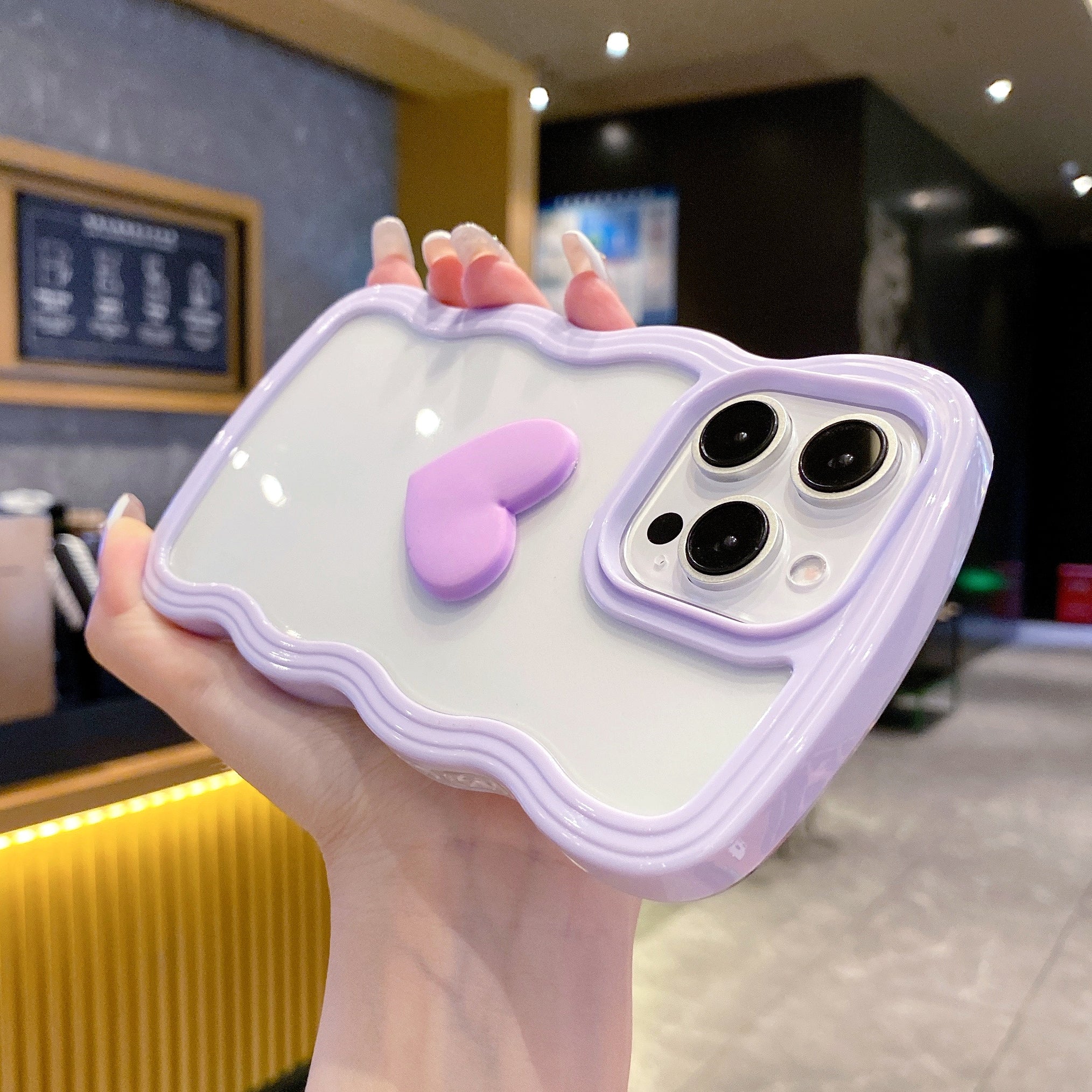 Purple Ripple Wavy Heart Silicone Phone Cases For iPhone