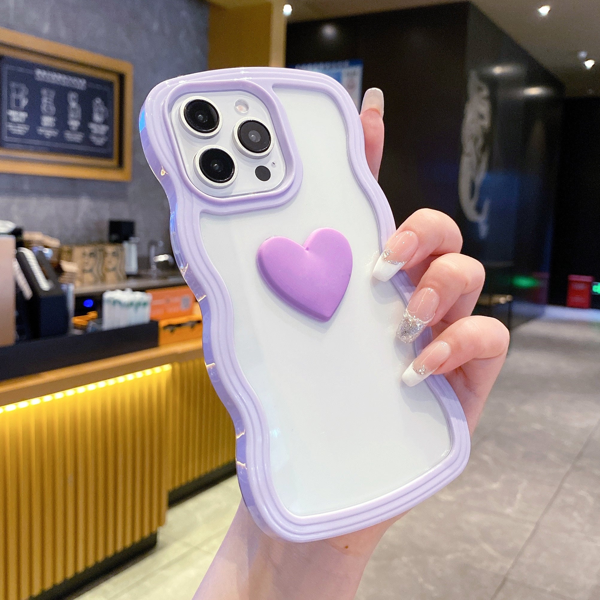 Purple Ripple Wavy Heart Silicone Phone Cases For iPhone