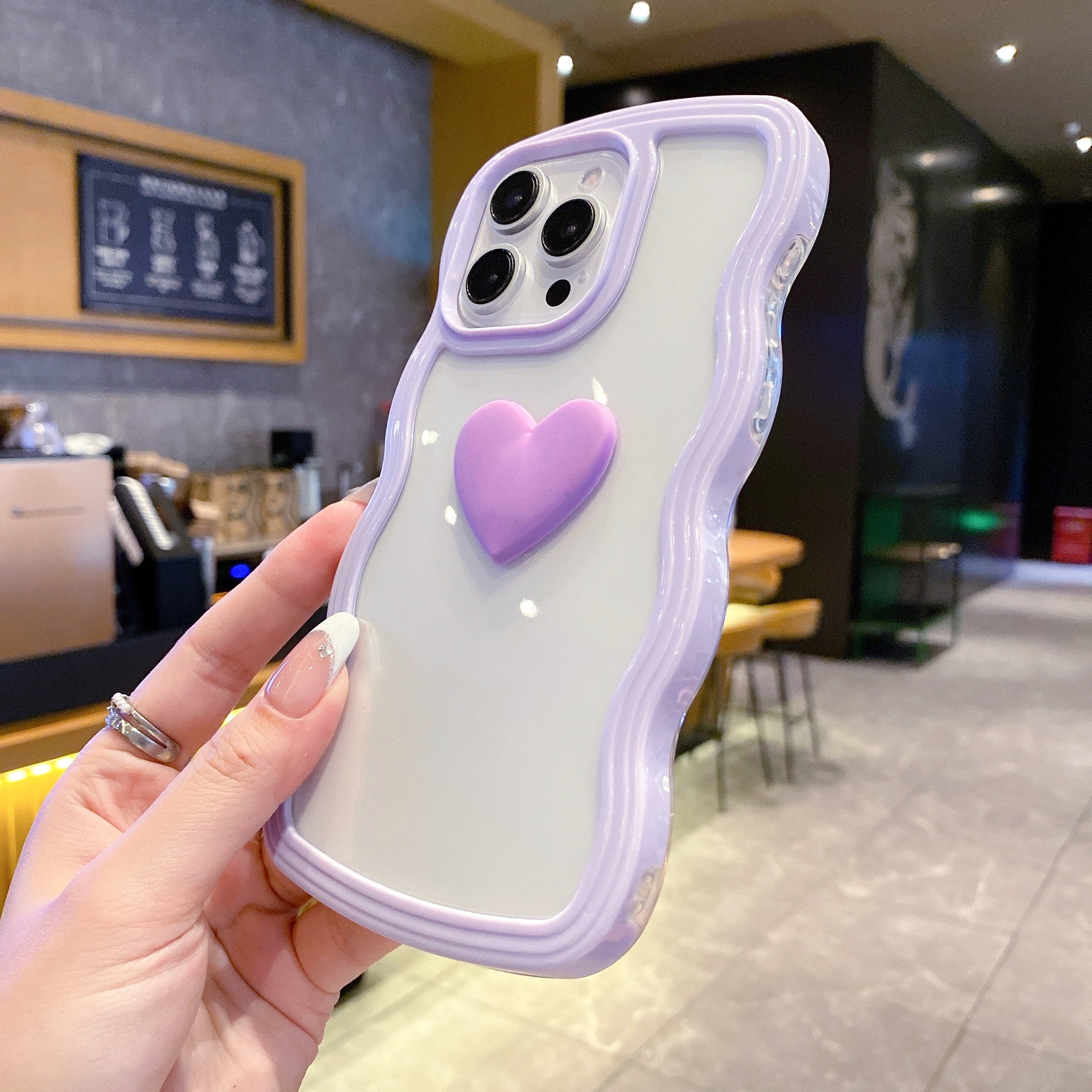 Purple Ripple Wavy Heart Silicone Phone Cases For iPhone