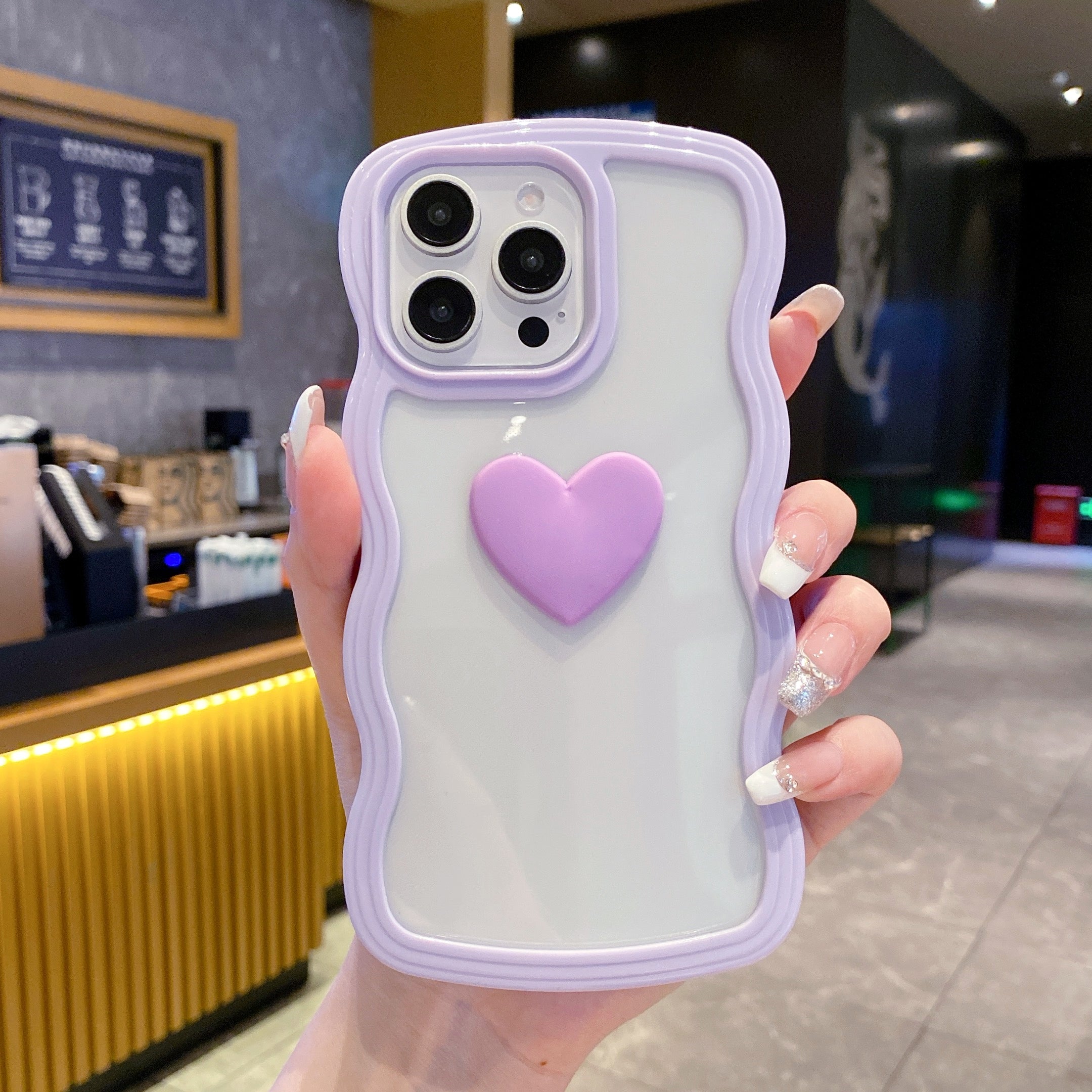 Purple Ripple Wavy Heart Silicone Phone Cases For iPhone