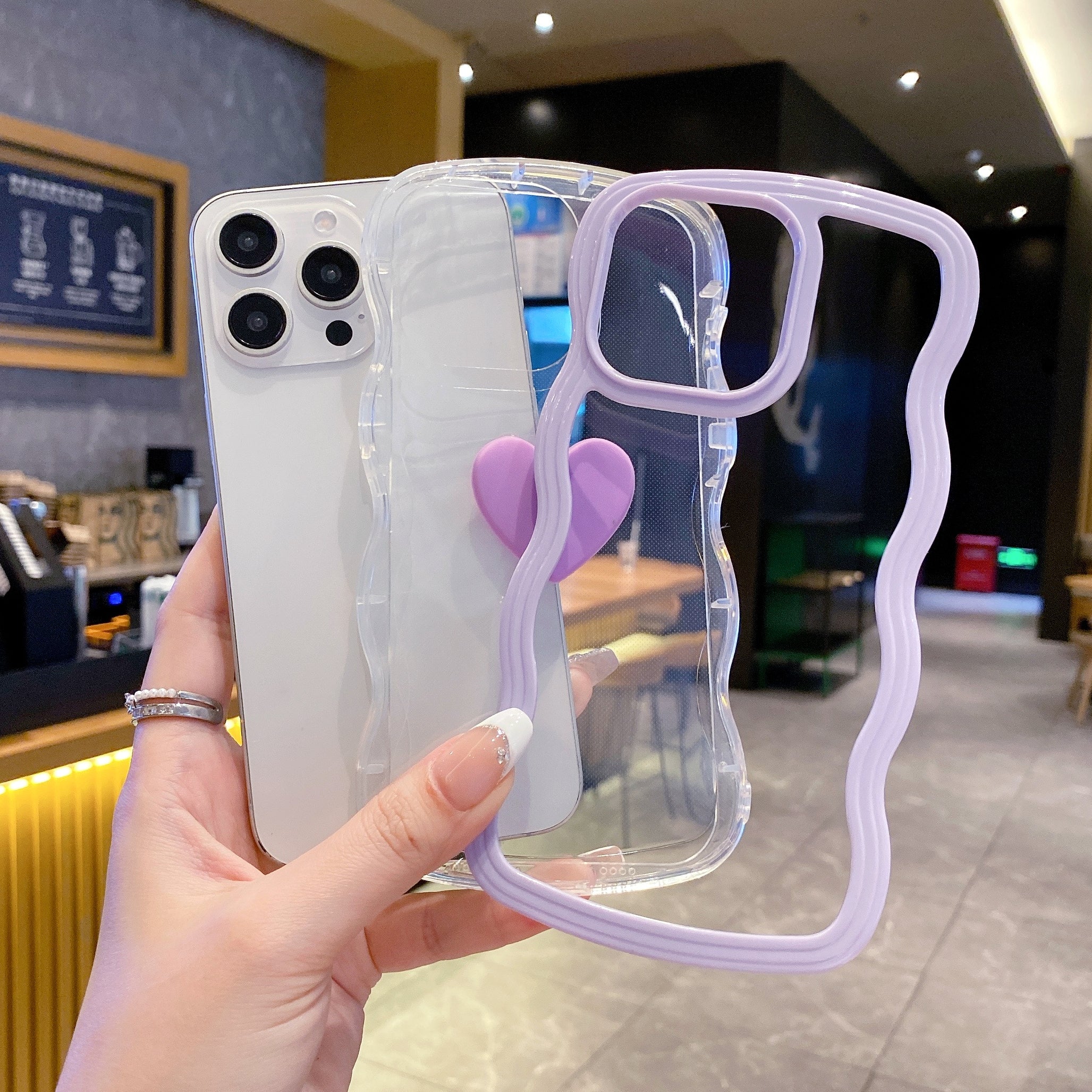 Purple Ripple Wavy Heart Silicone Phone Cases For iPhone