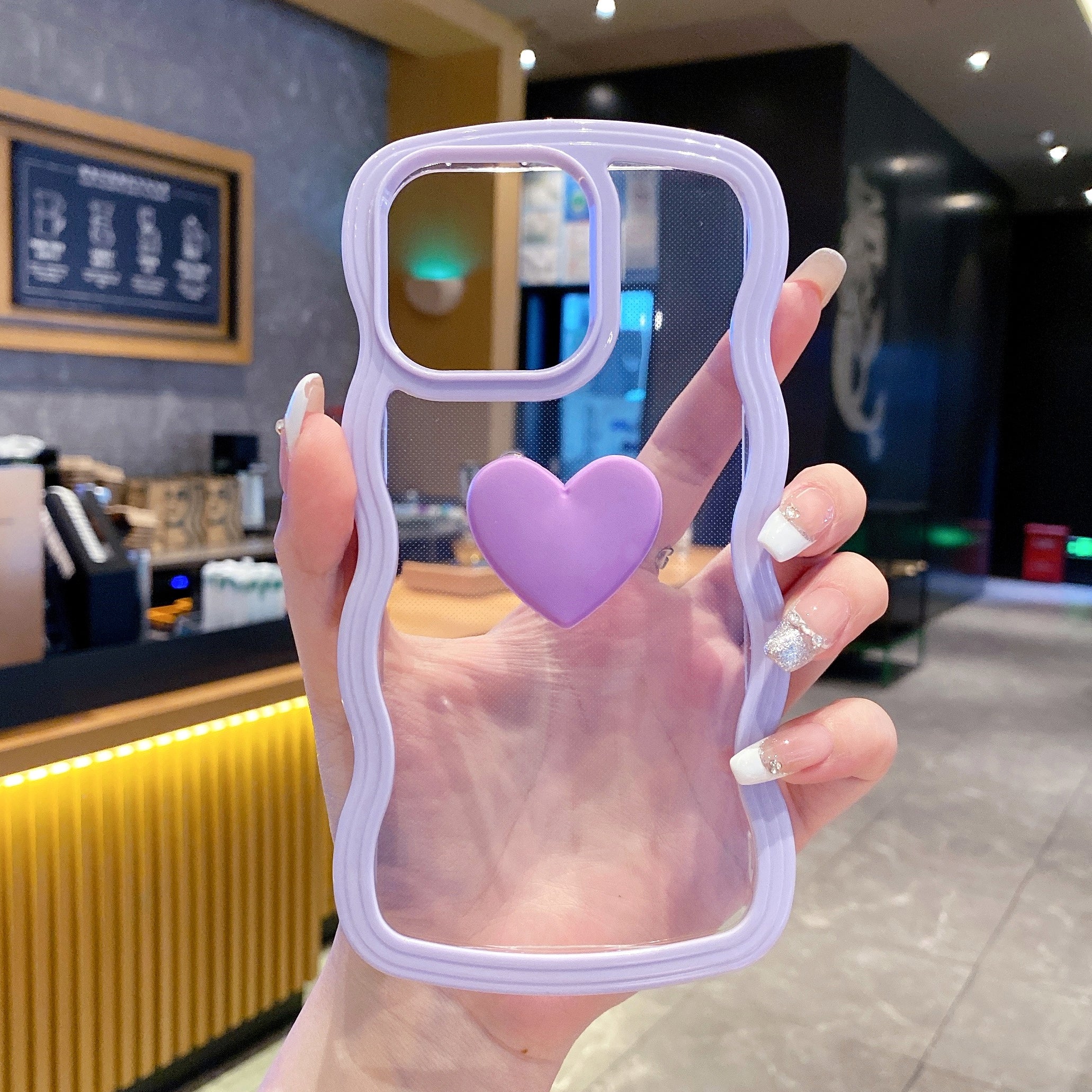 Purple Ripple Wavy Heart Silicone Phone Cases For iPhone