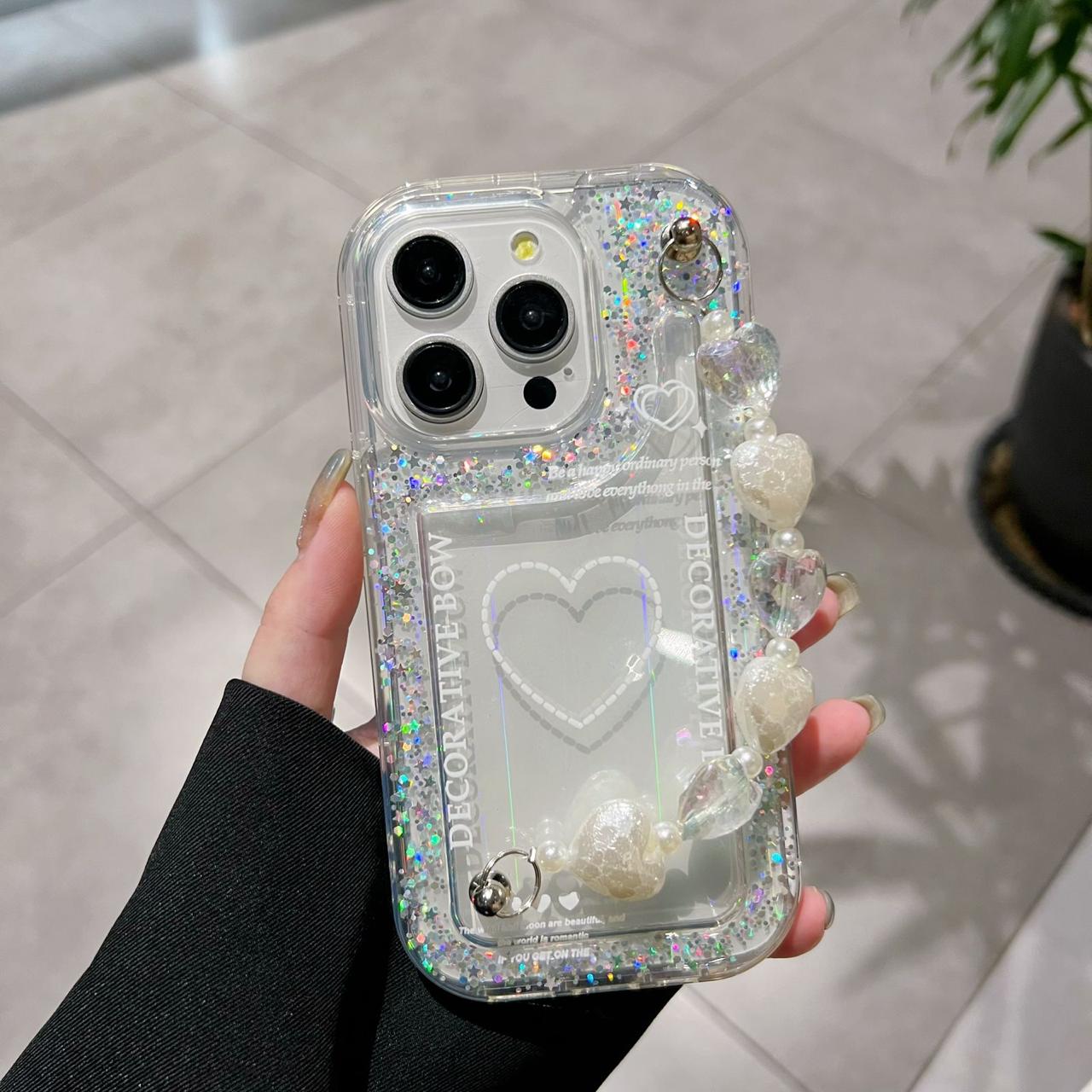 Decorative Bow Glisten & Glow Heart Silicone Phone Cases For iPhone