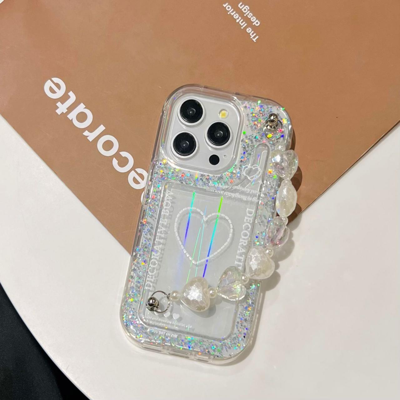 Decorative Bow Glisten & Glow Heart Silicone Phone Cases For iPhone