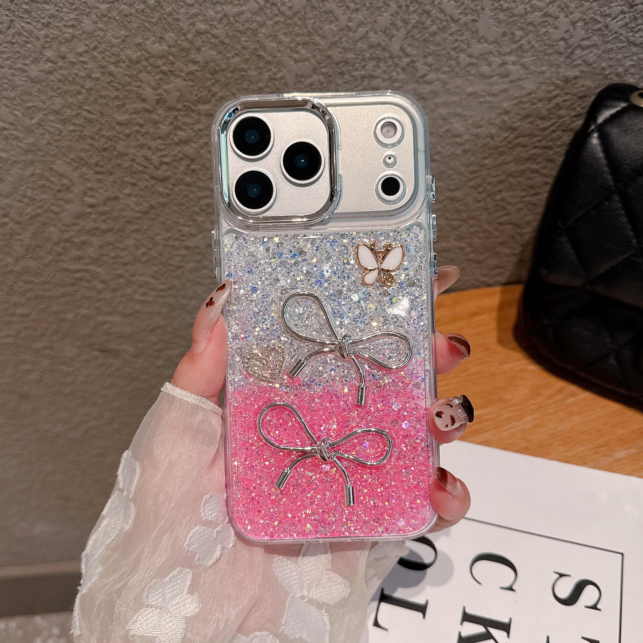 Pixie Bow Dream Pink Silver Silicone Phone Cases For iPhone