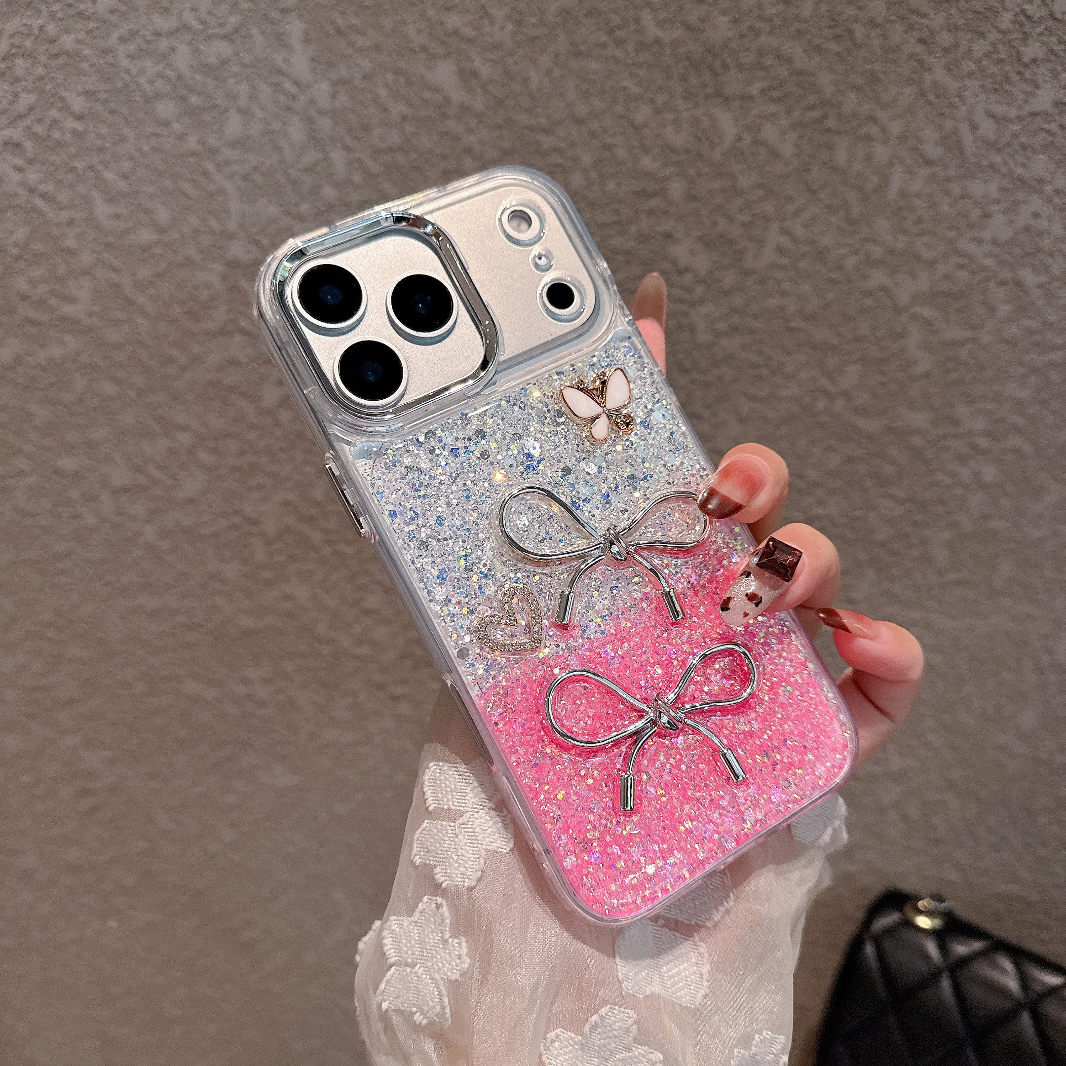 Pixie Bow Dream Pink Silver Silicone Phone Cases For iPhone