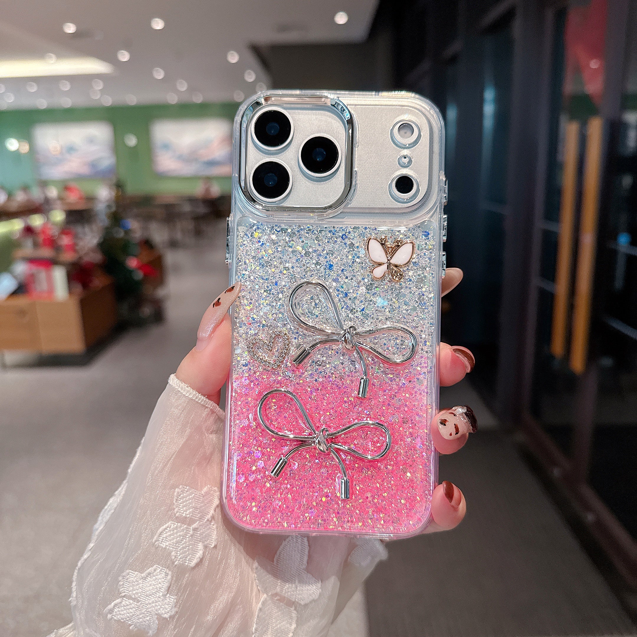 Pixie Bow Dream Pink Silver Silicone Phone Cases For iPhone