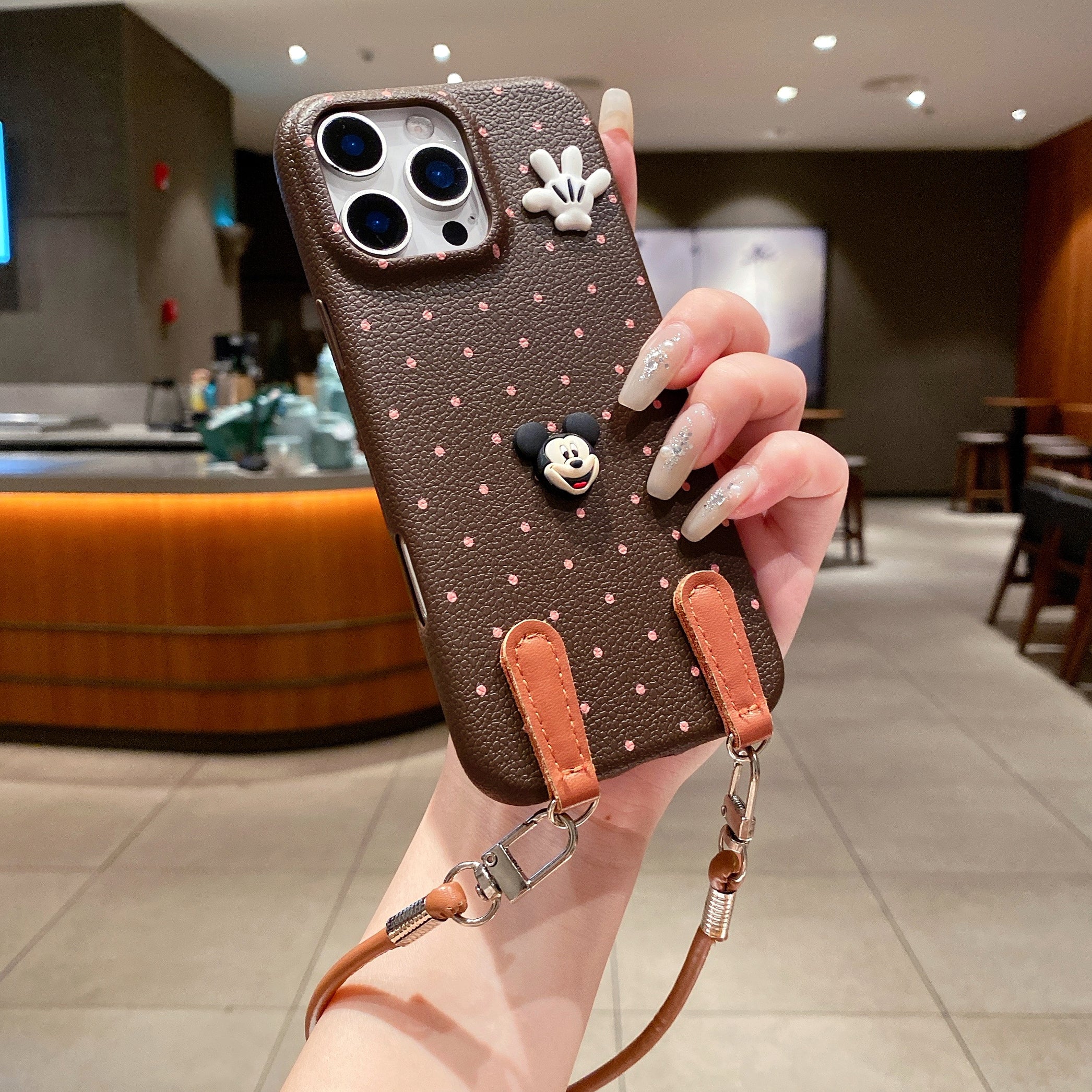 Mickey Polka Dot Leather Silicone Phone Cases For iPhone