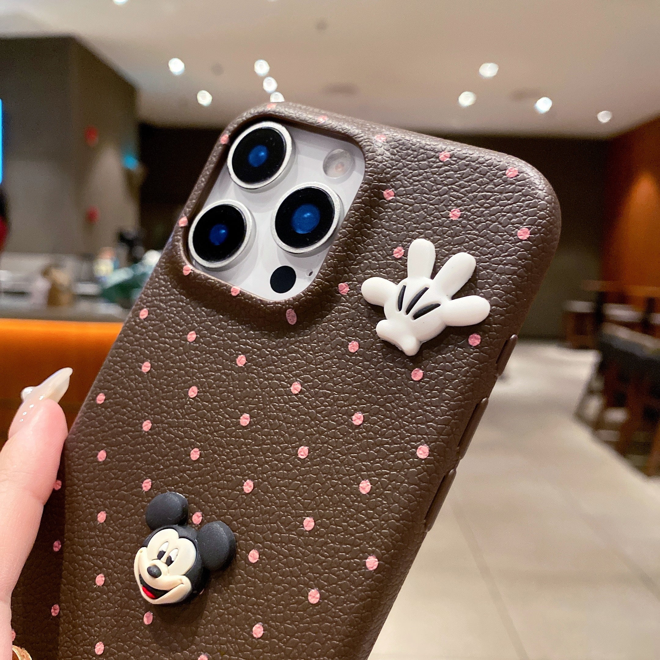 Mickey Polka Dot Leather Silicone Phone Cases For iPhone