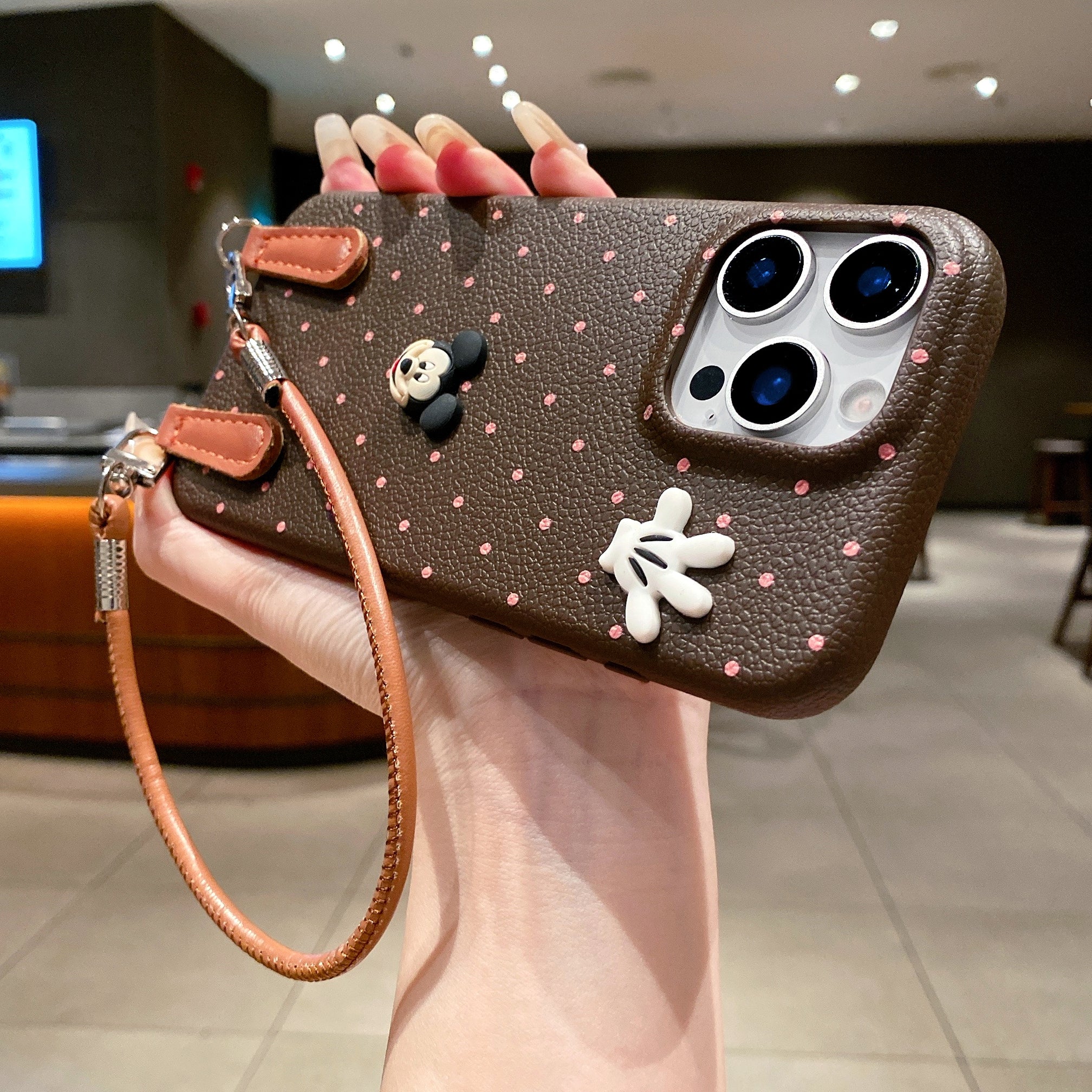Mickey Polka Dot Leather Silicone Phone Cases For iPhone
