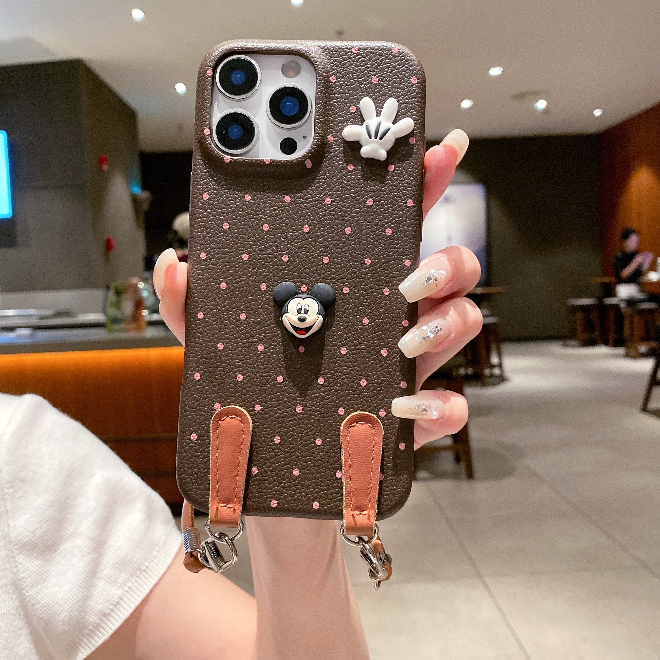 Mickey Polka Dot Leather Silicone Phone Cases For iPhone