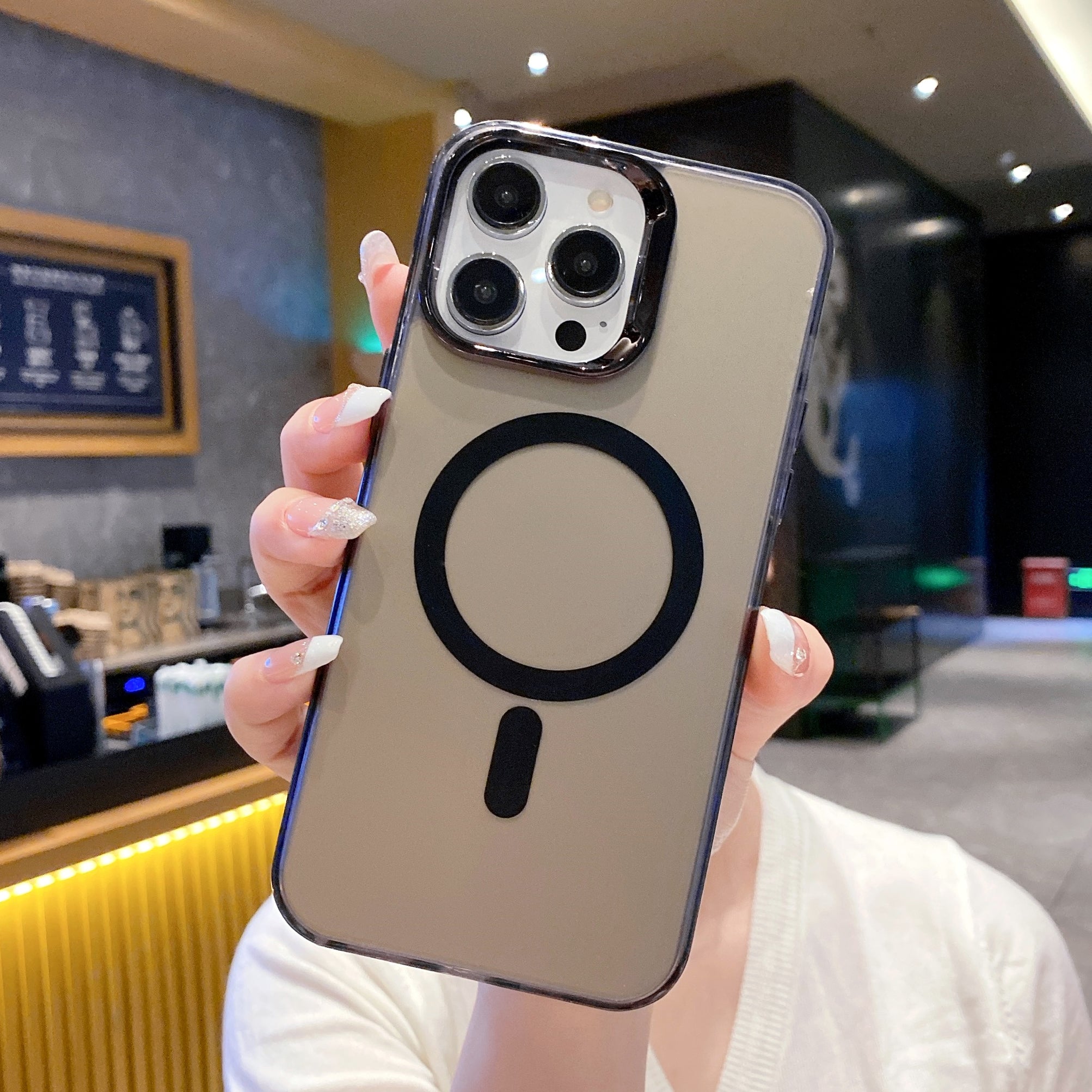 Titan Black MagSafe Lens Protection Silicone Case For iPhone