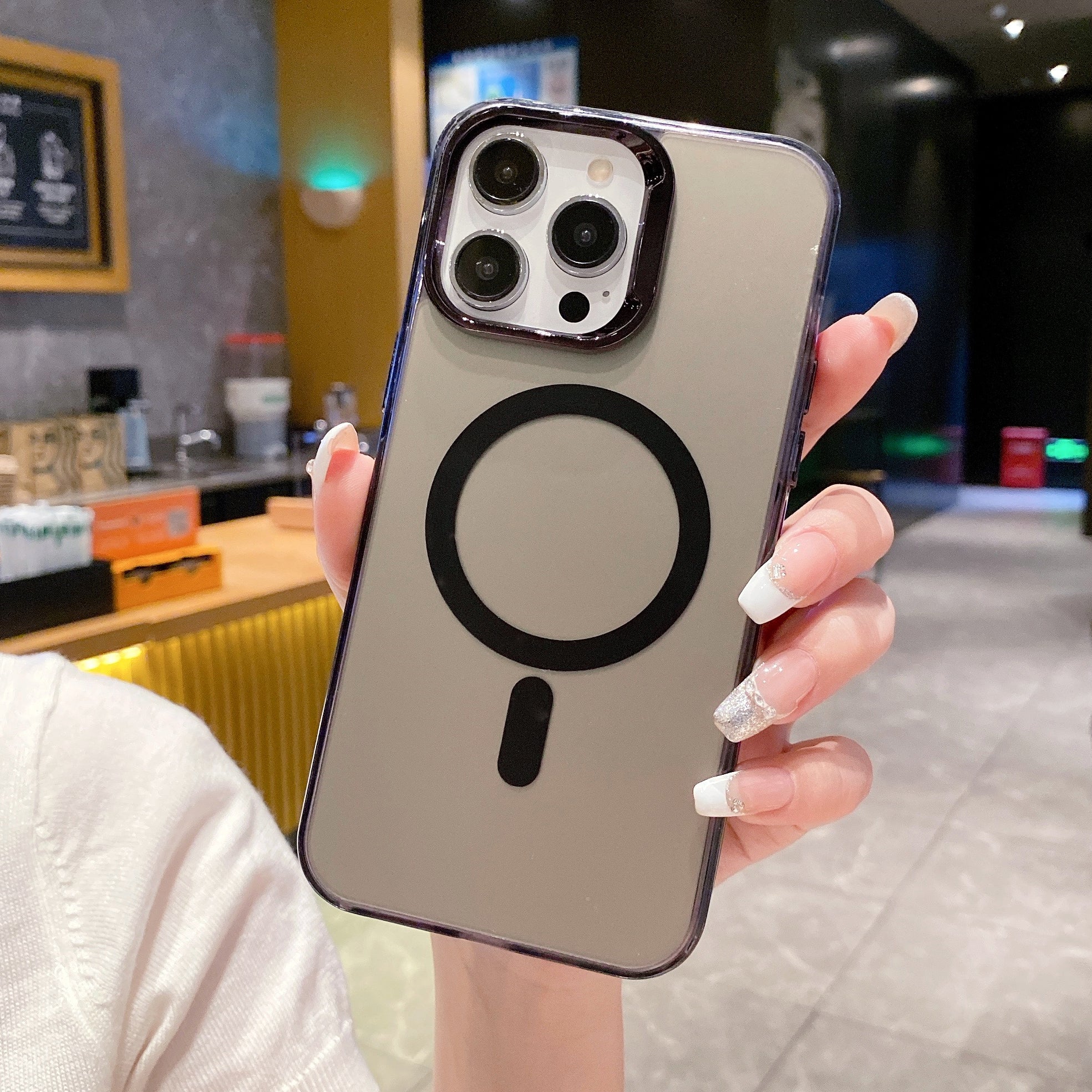 Titan Black MagSafe Lens Protection Silicone Case For iPhone