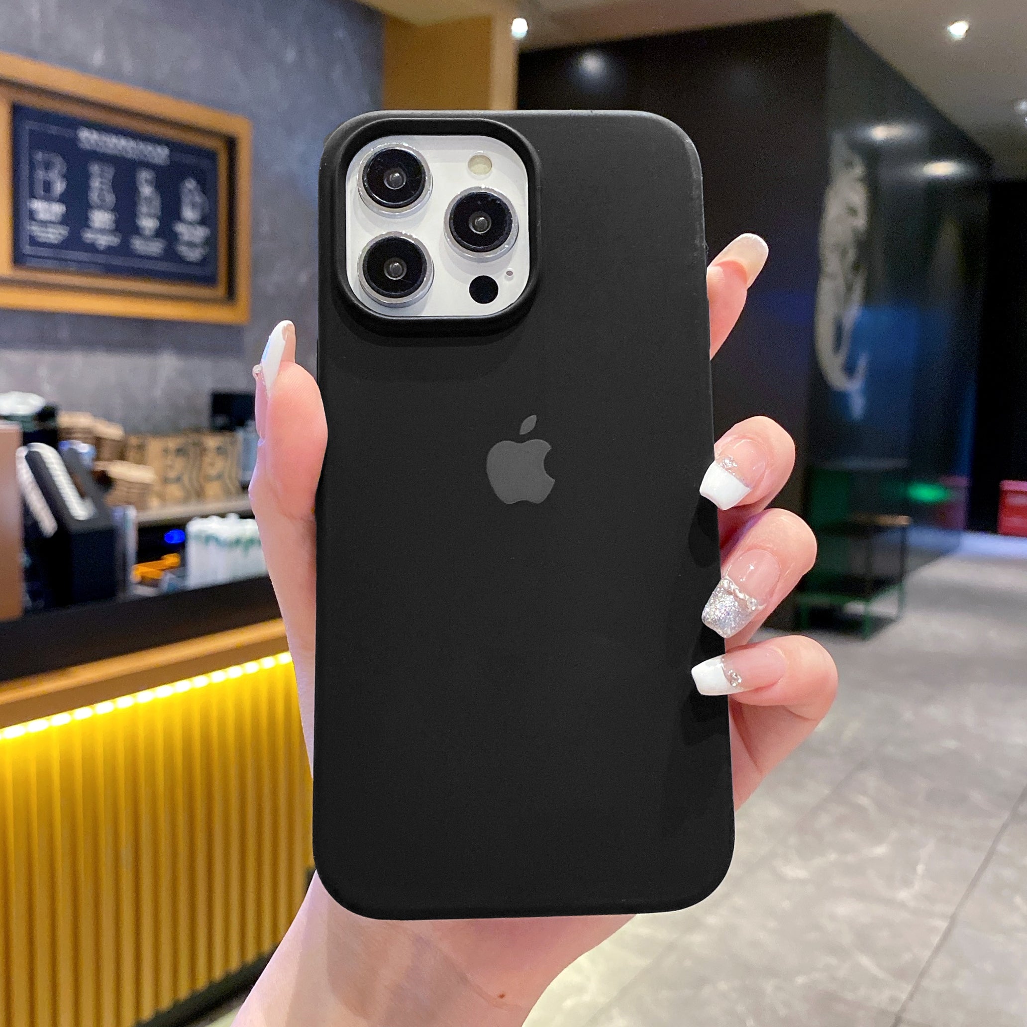 Black Dark Mode With Apple Edition Silicone Case For iPhone